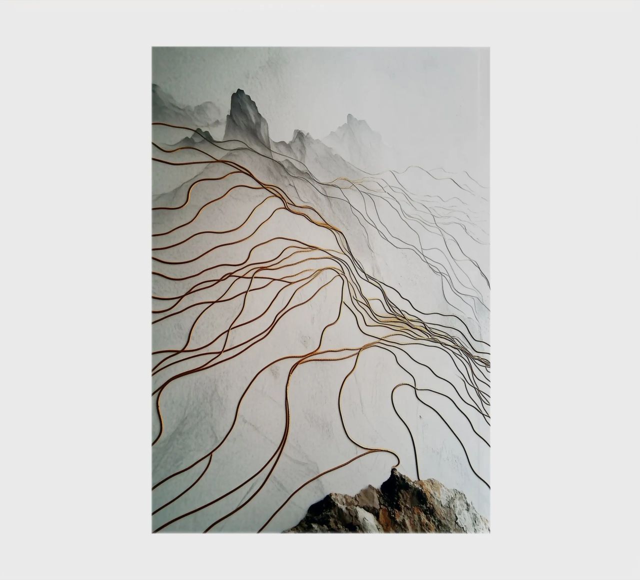 Golden lines white landscape notebook by Justyna Jaszke JBJart