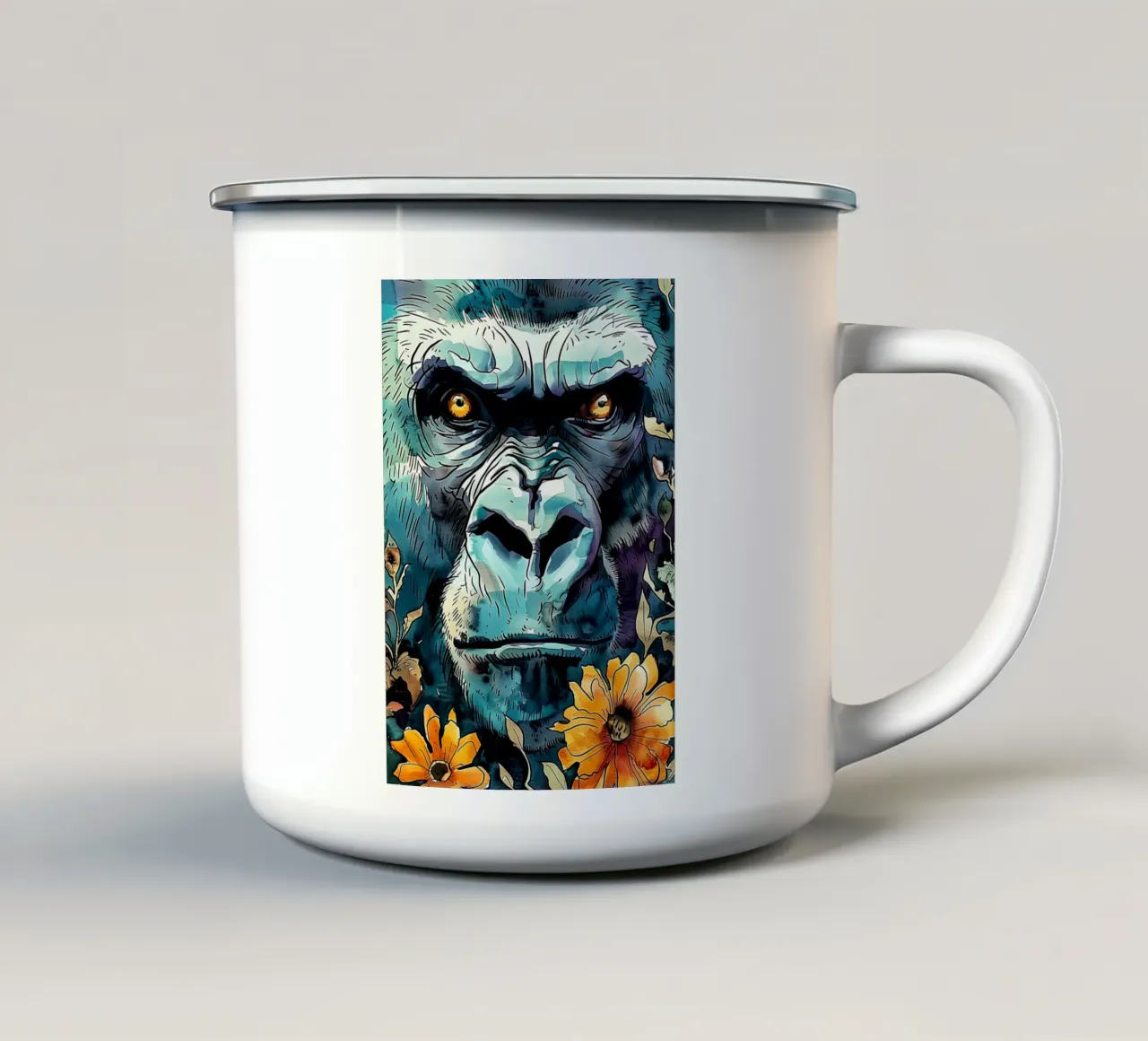 Arte animale del gorilla tazza in smalto da Justyna Jaszke JBJart