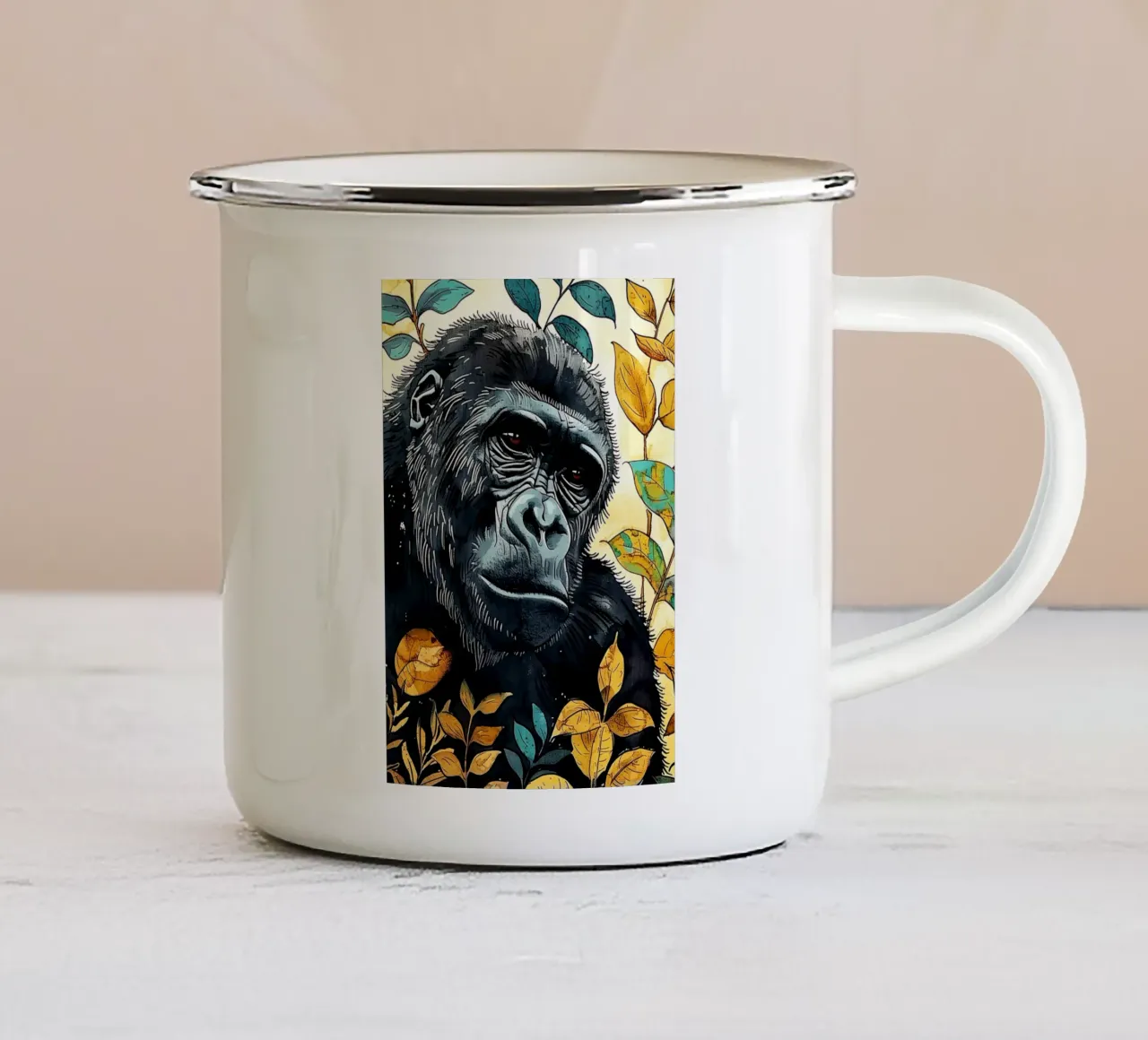 Arte dei gorilla tazza in smalto da Justyna Jaszke JBJart
