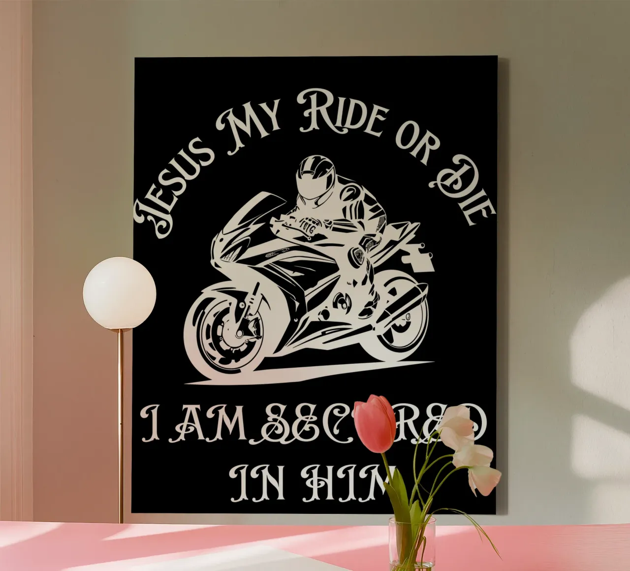 JEZUS MIJN RIT OF STERVEN IK BEN GEBORGEN IN HEM TOON & BEVORDER GELOOF canvas met Baklijst van Lionandlamb