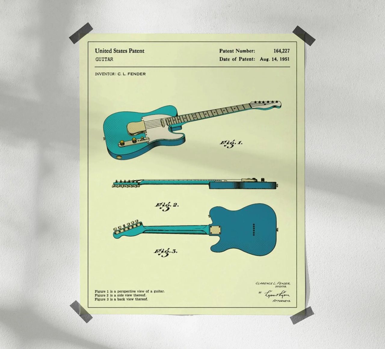 Guitar Patent (1951) poster by Jazzberry Blue