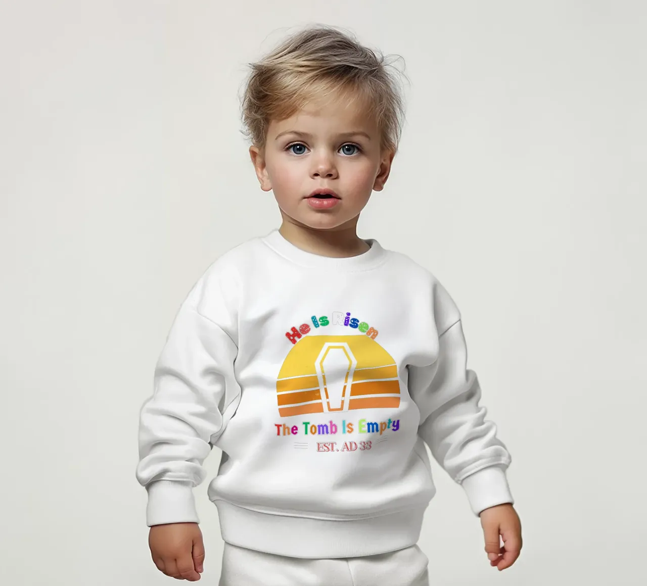 È RISORTO LA TOMBA È VUOTA MOSTRA E DIMOSTRA LA TUA FEDE felpa neonato da Lionandlamb