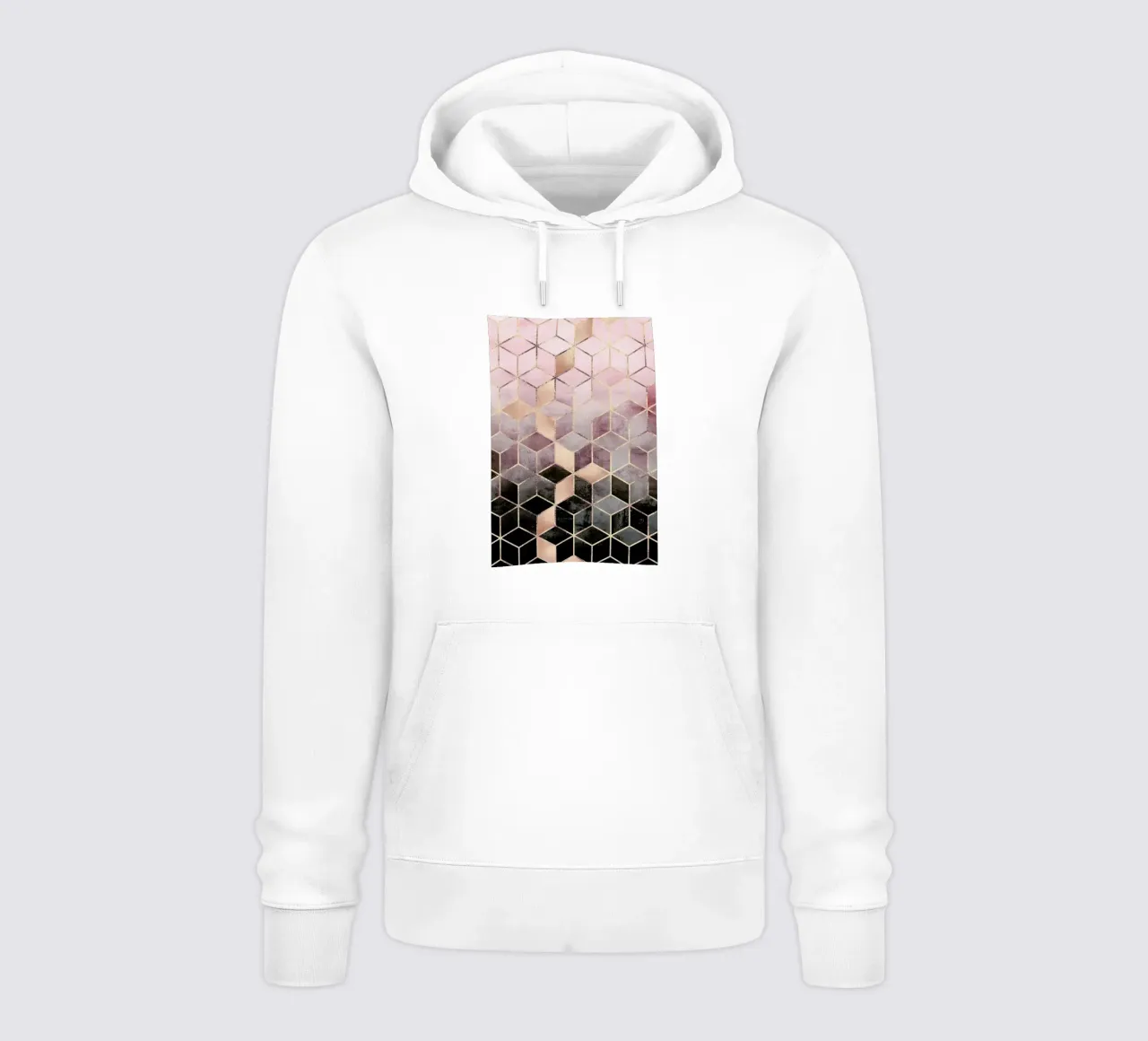 Pink Grey Gradient Cubes felpa con cappuccio da Elisabeth Fredriksson