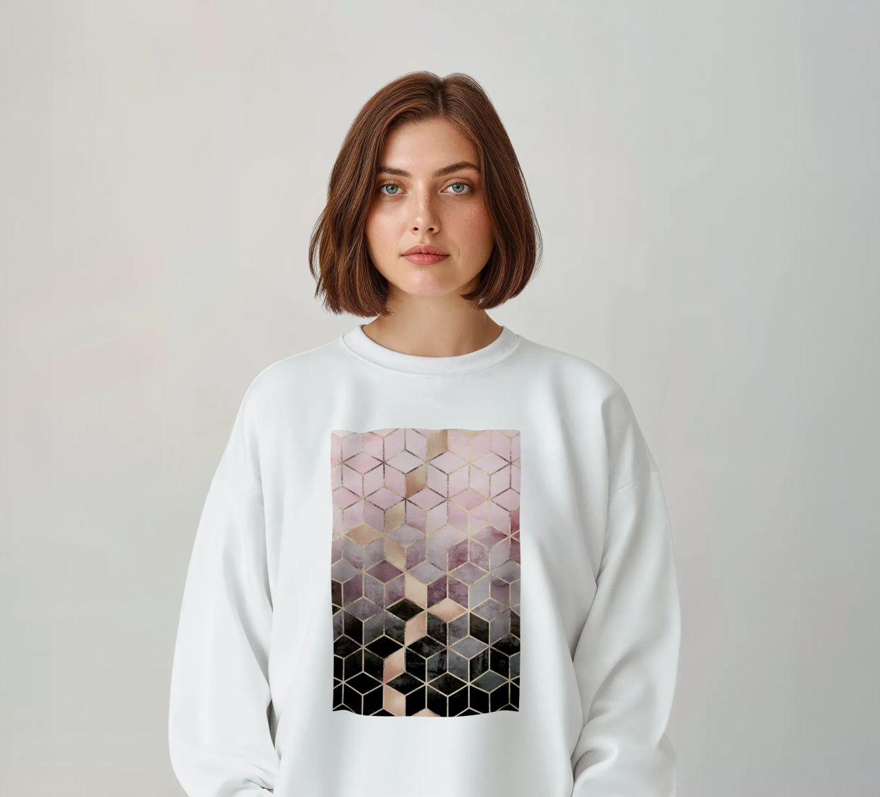 Pink Grey Gradient Cubes felpa da Elisabeth Fredriksson