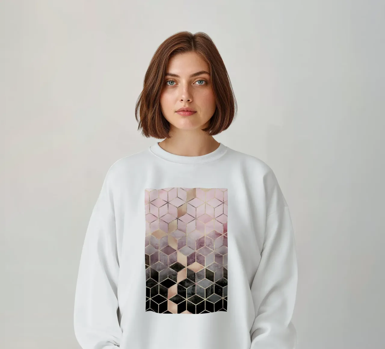 Pink Grey Gradient Cubes felpa da Elisabeth Fredriksson