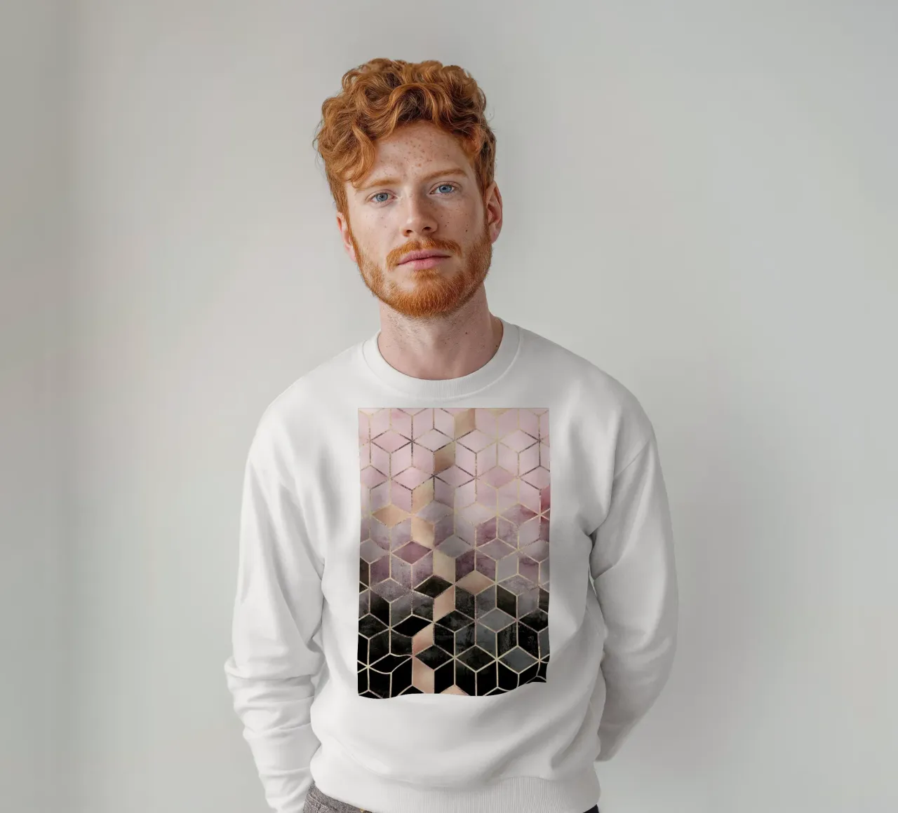 Pink Grey Gradient Cubes felpa da Elisabeth Fredriksson