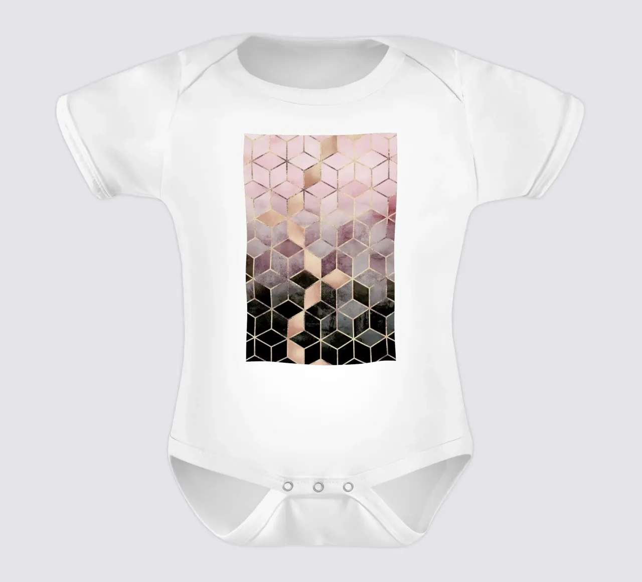 Pink Grey Gradient Cubes body neonato maniche corte da Elisabeth Fredriksson