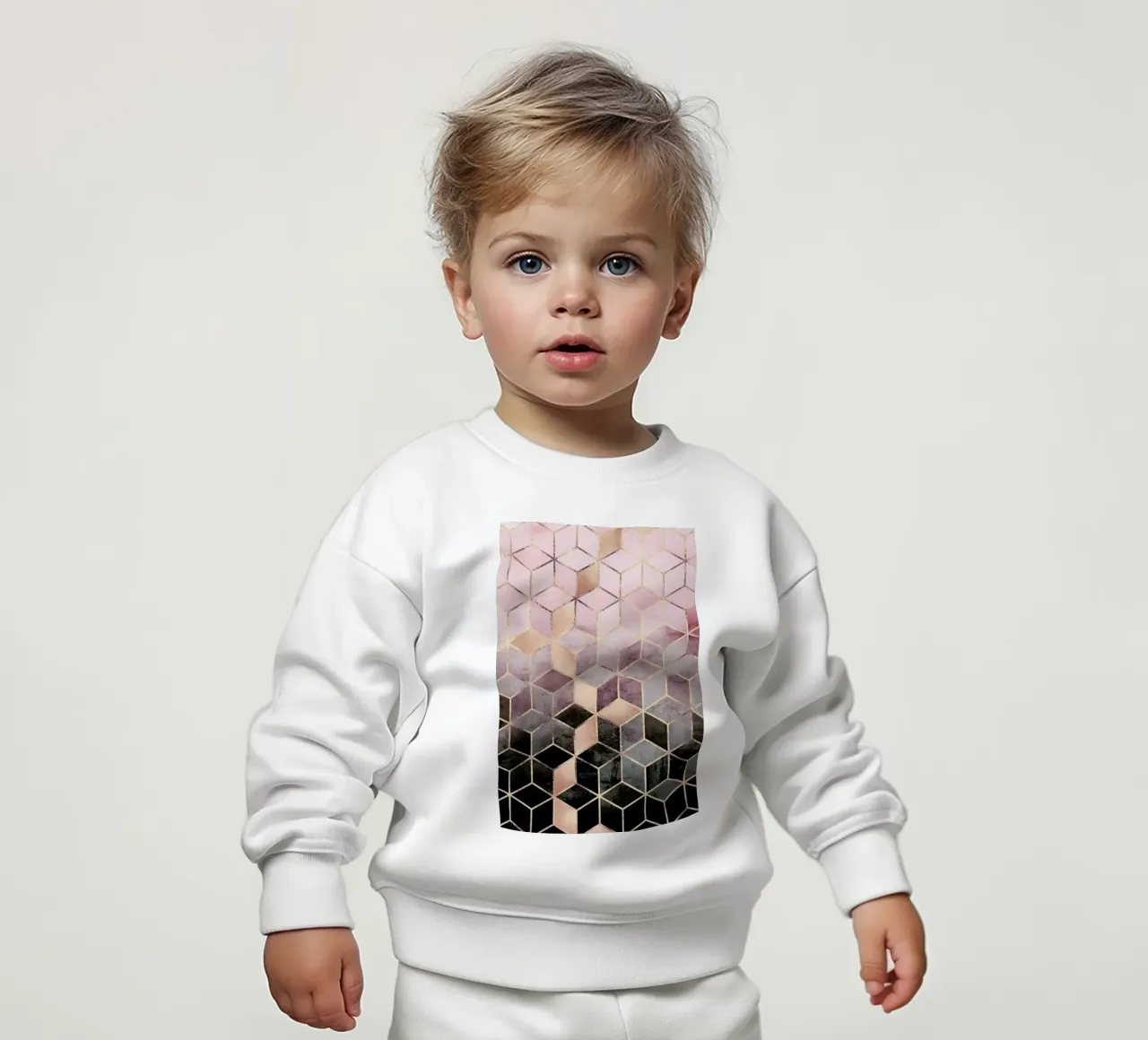 Pink Grey Gradient Cubes felpa neonato da Elisabeth Fredriksson