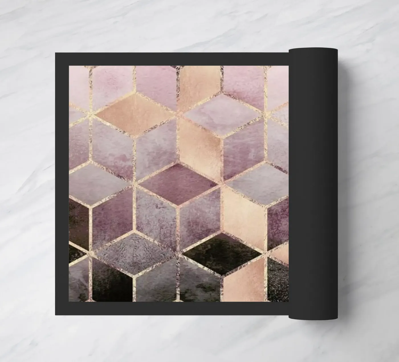 Pink Grey Gradient Cubes deurmat van Elisabeth Fredriksson