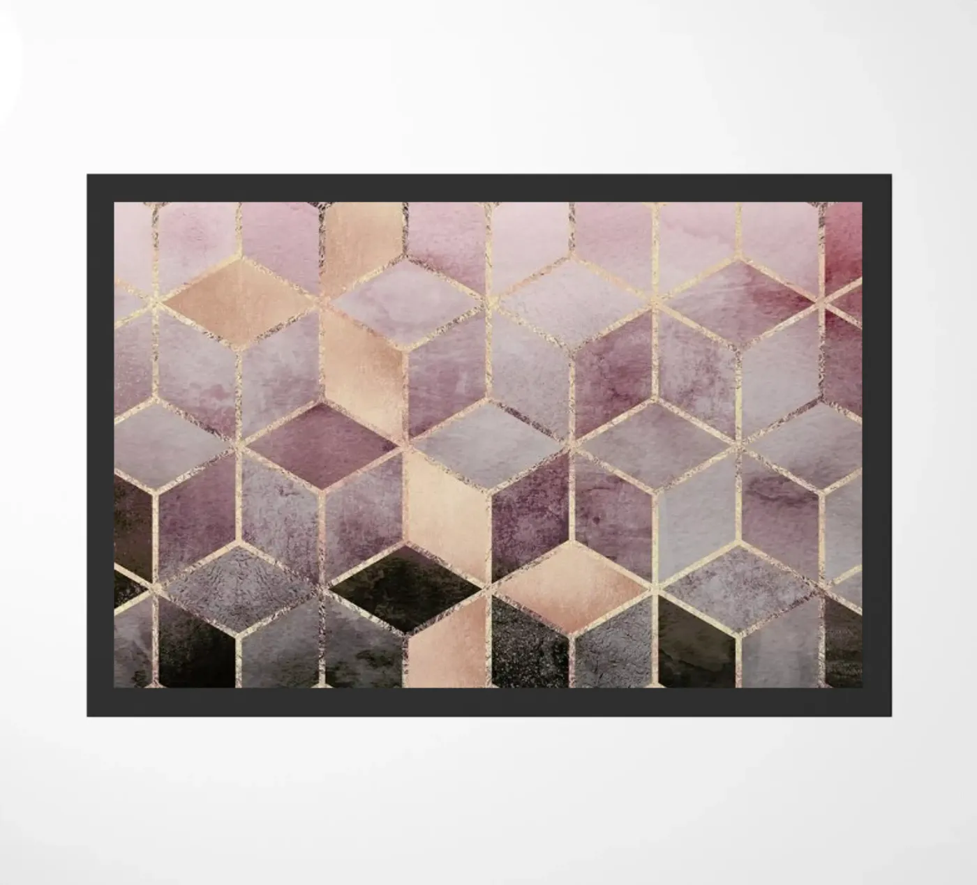 Pink Grey Gradient Cubes deurmat van Elisabeth Fredriksson