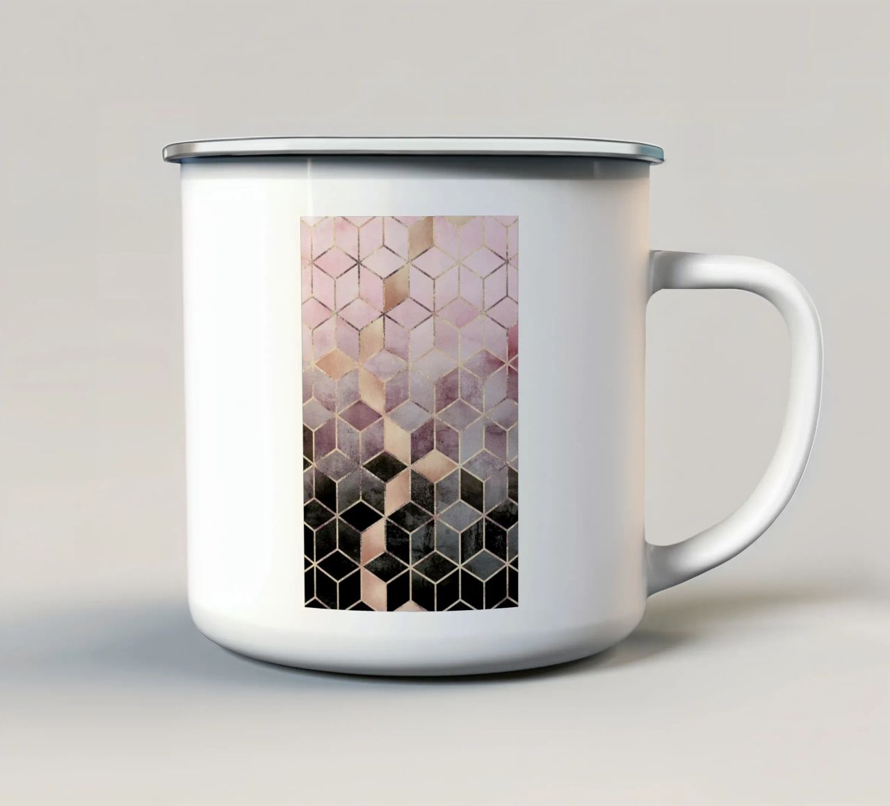 Pink Grey Gradient Cubes tazza in smalto da Elisabeth Fredriksson