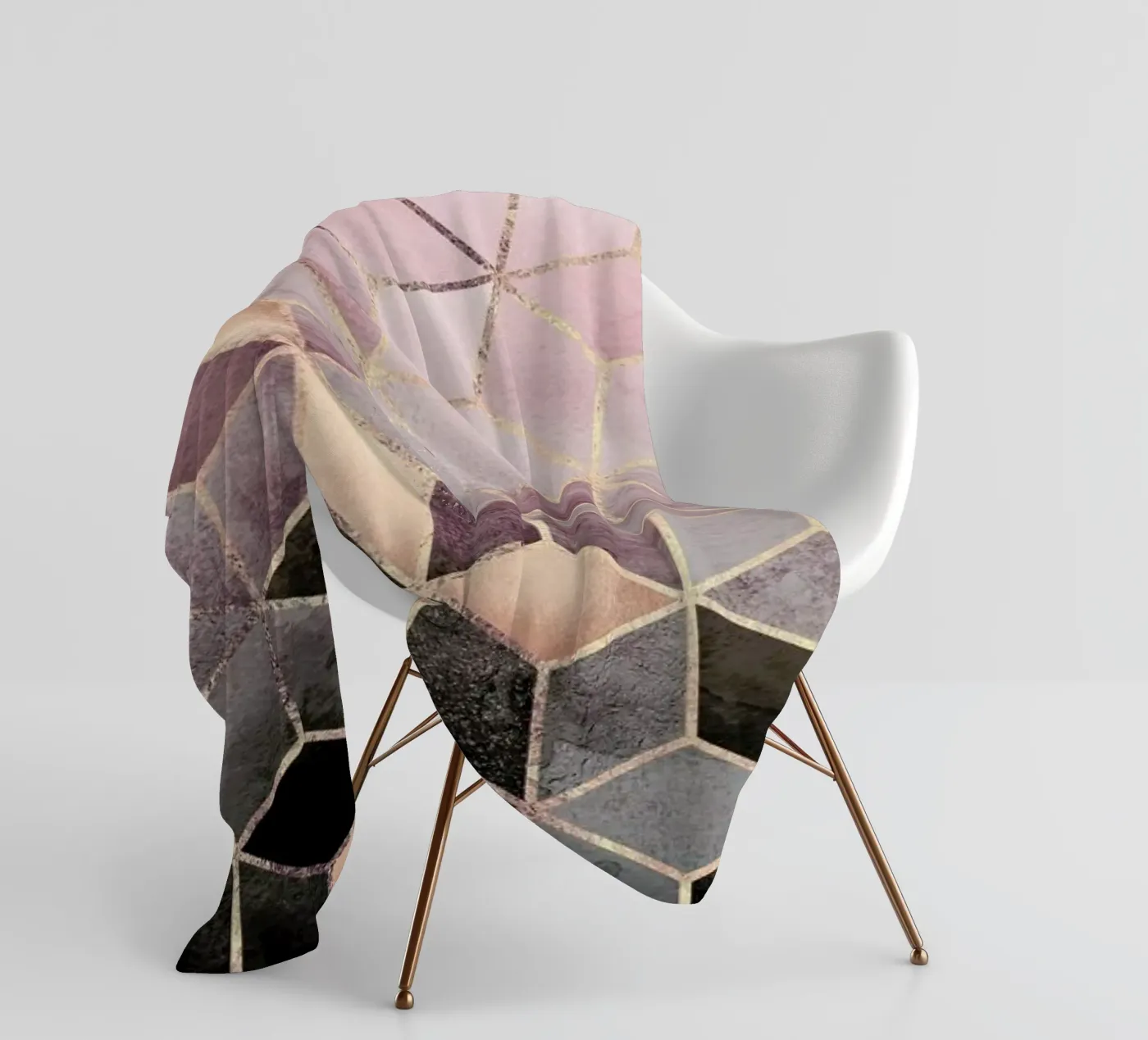 Pink Grey Gradient Cubes fleecedeken van Elisabeth Fredriksson