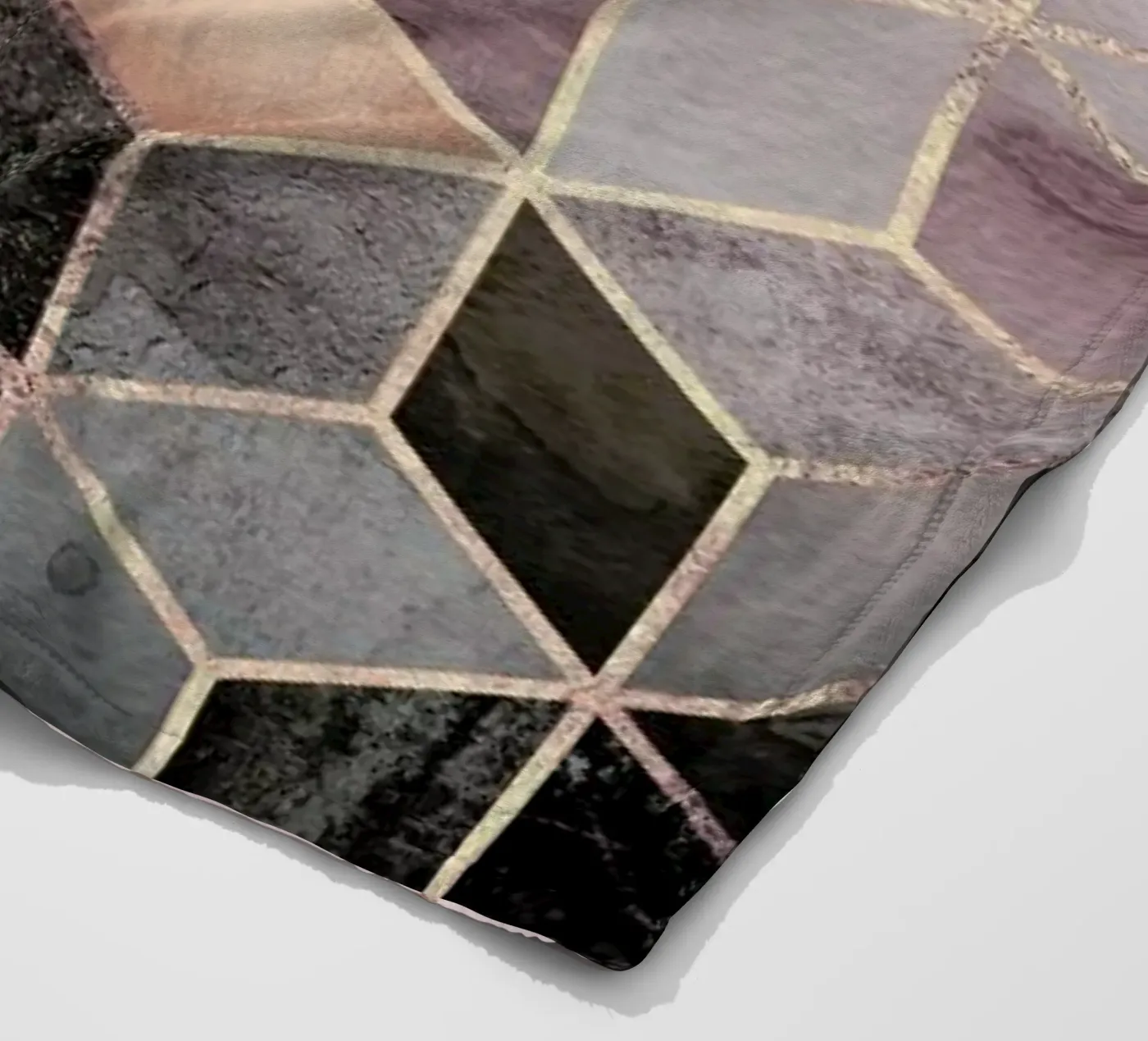 Pink Grey Gradient Cubes fleecedeken van Elisabeth Fredriksson