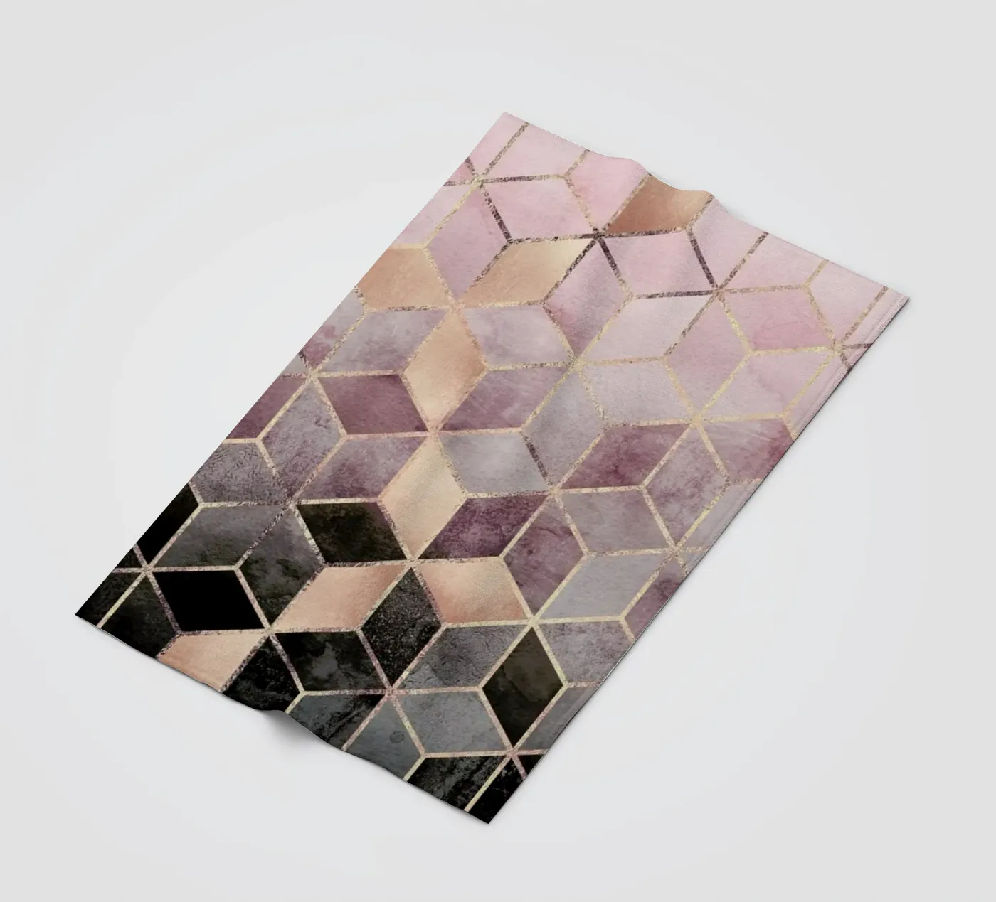 Pink Grey Gradient Cubes fleecedeken van Elisabeth Fredriksson