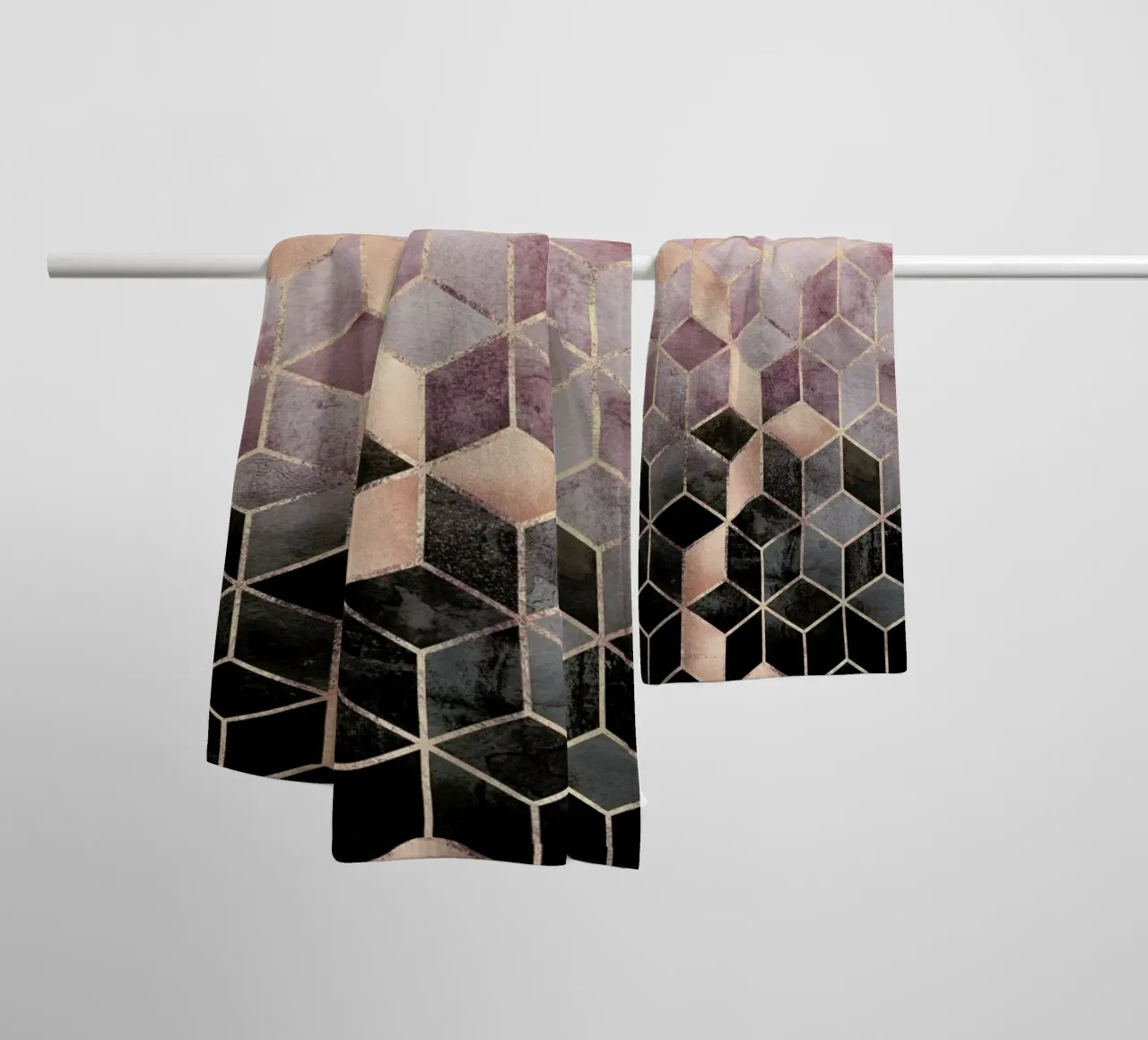 Pink Grey Gradient Cubes asciugamano da bagno da Elisabeth Fredriksson