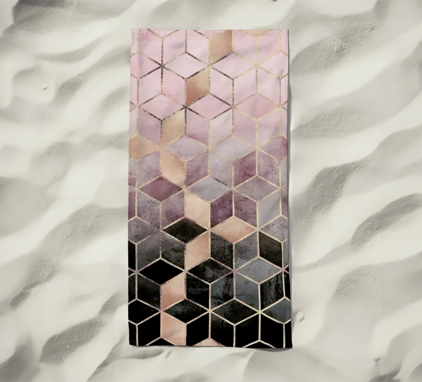 Pink Grey Gradient Cubes telo mare da Elisabeth Fredriksson