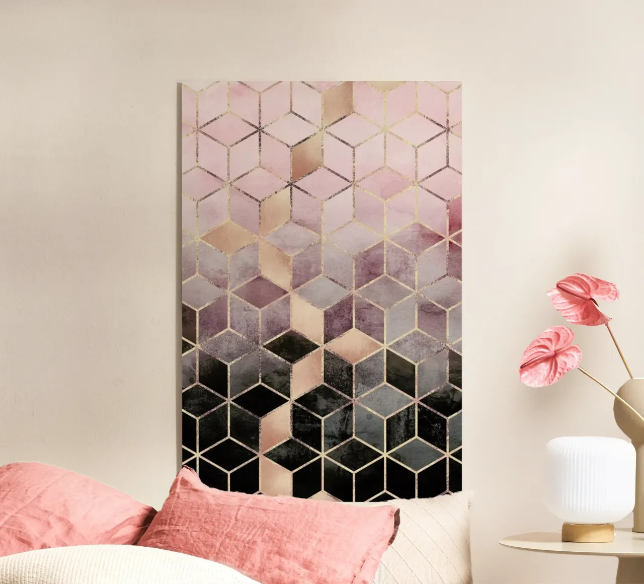 Pink Grey Gradient Cubes plexiglass da Elisabeth Fredriksson