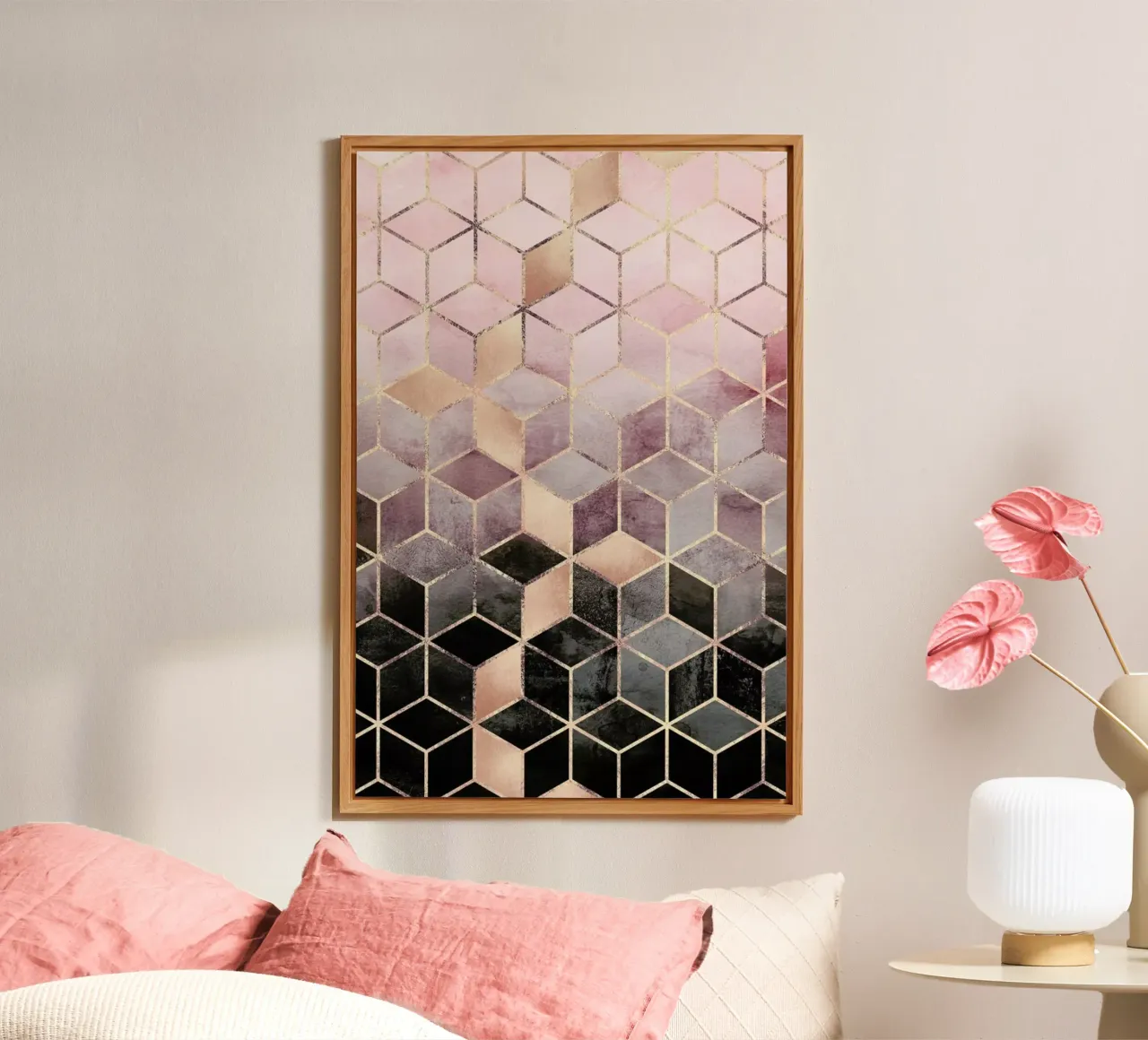 Pink Grey Gradient Cubes alluminio dibond da Elisabeth Fredriksson