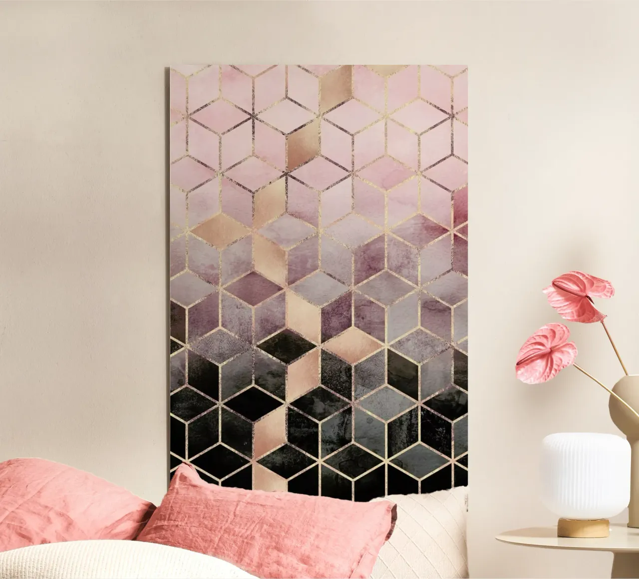 Pink Grey Gradient Cubes alluminio dibond da Elisabeth Fredriksson