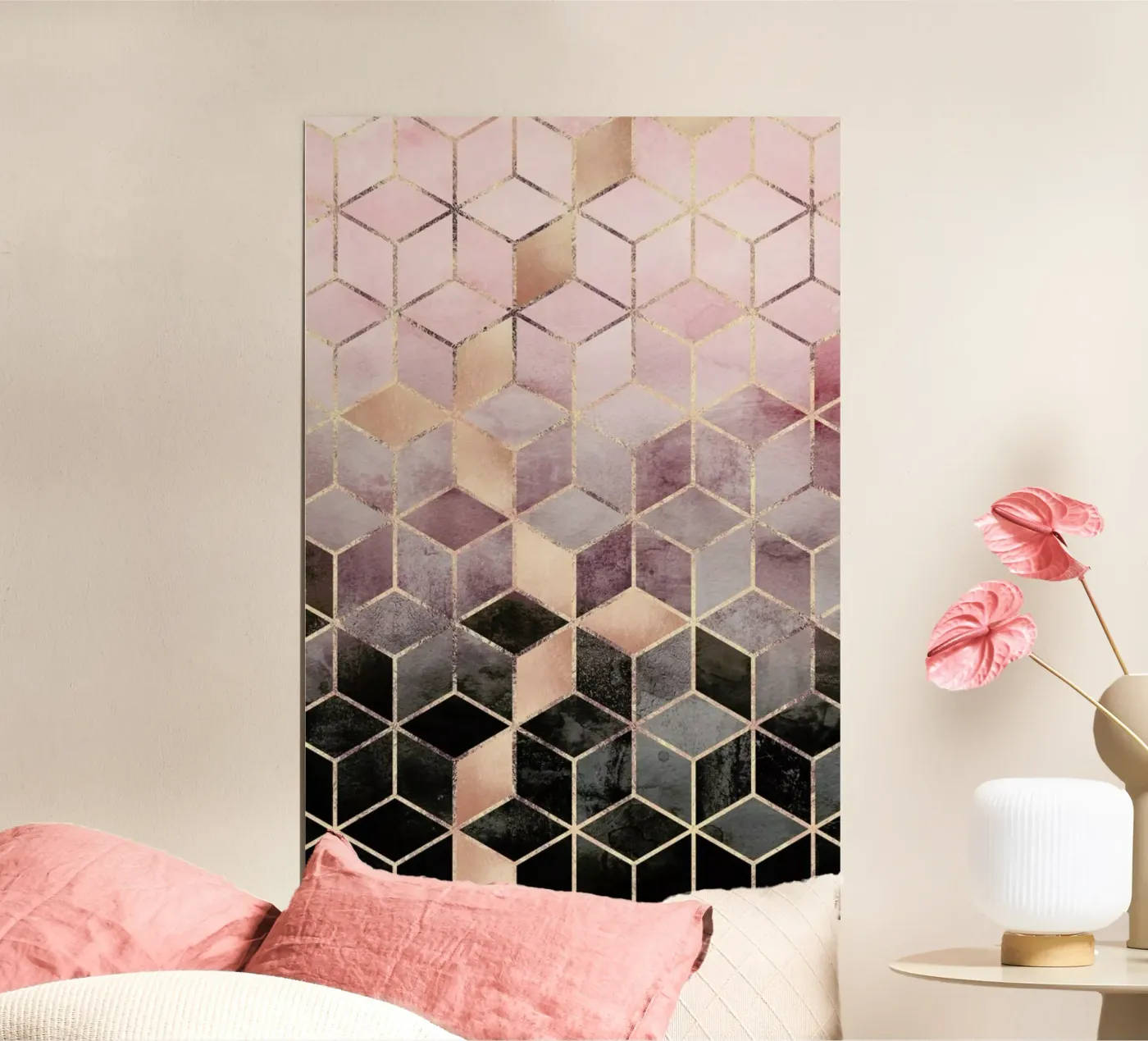 Pink Grey Gradient Cubes poster by Elisabeth Fredriksson