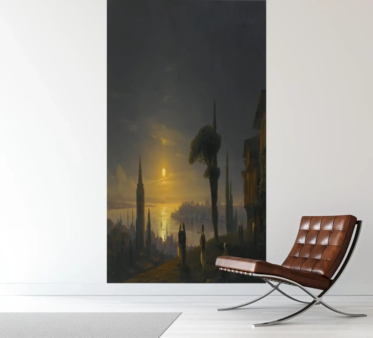 Ivan Konstantinovich Aivazov - The Galata Tower By Moonlight photo wallpaper by William Store