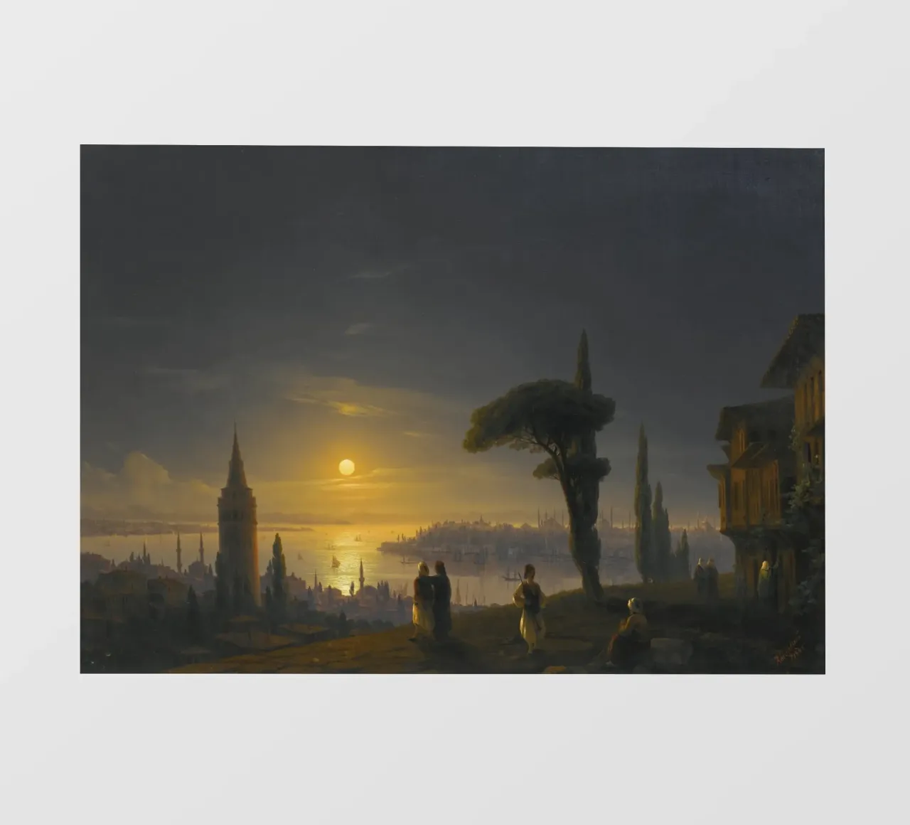 Ivan Konstantinovich Aivazov - The Galata Tower By Moonlight photo wallpaper by William Store