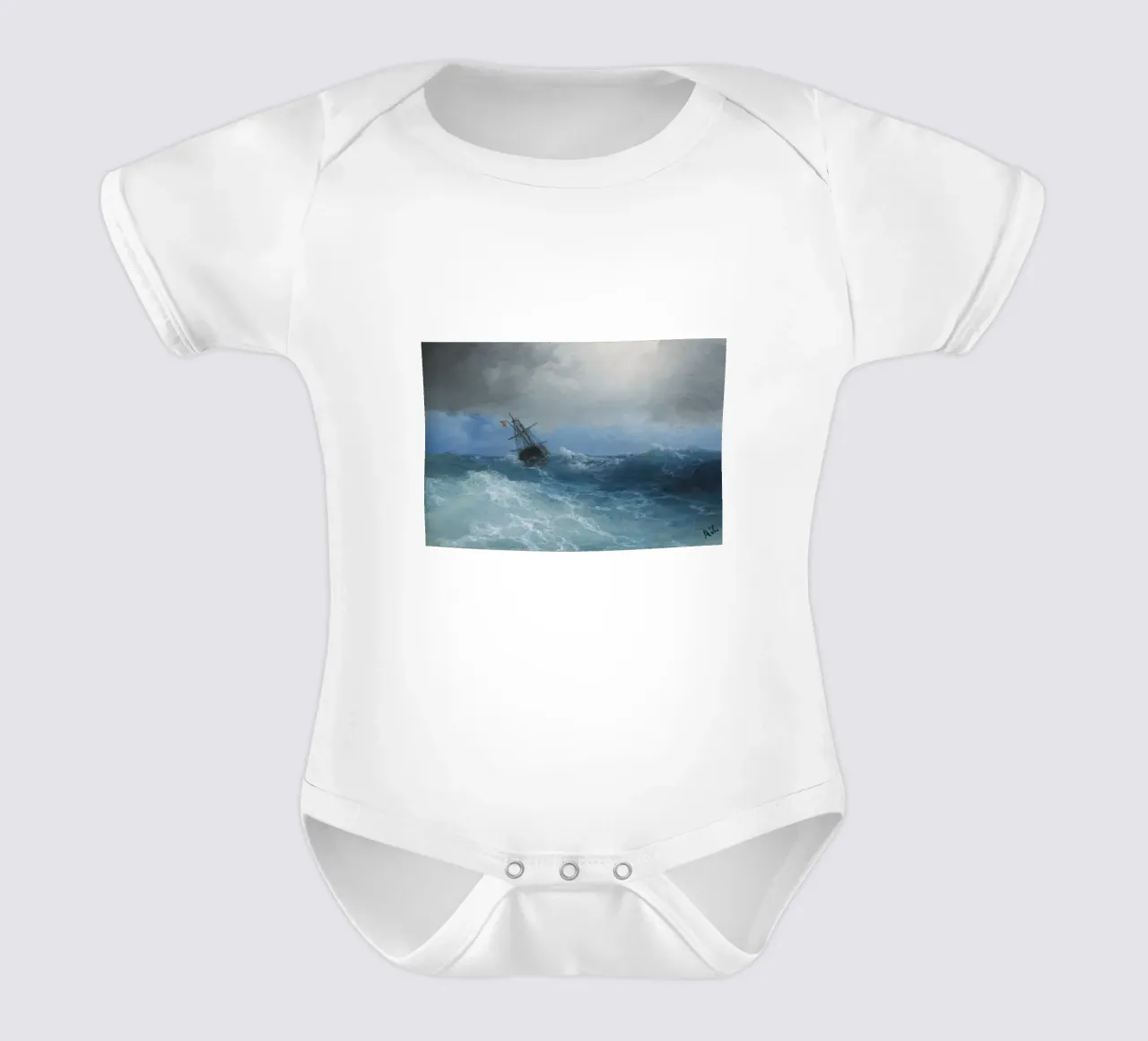 Ivan Konstantinovich Aivazovsky - Tempesta in arrivo body neonato maniche corte da William Store