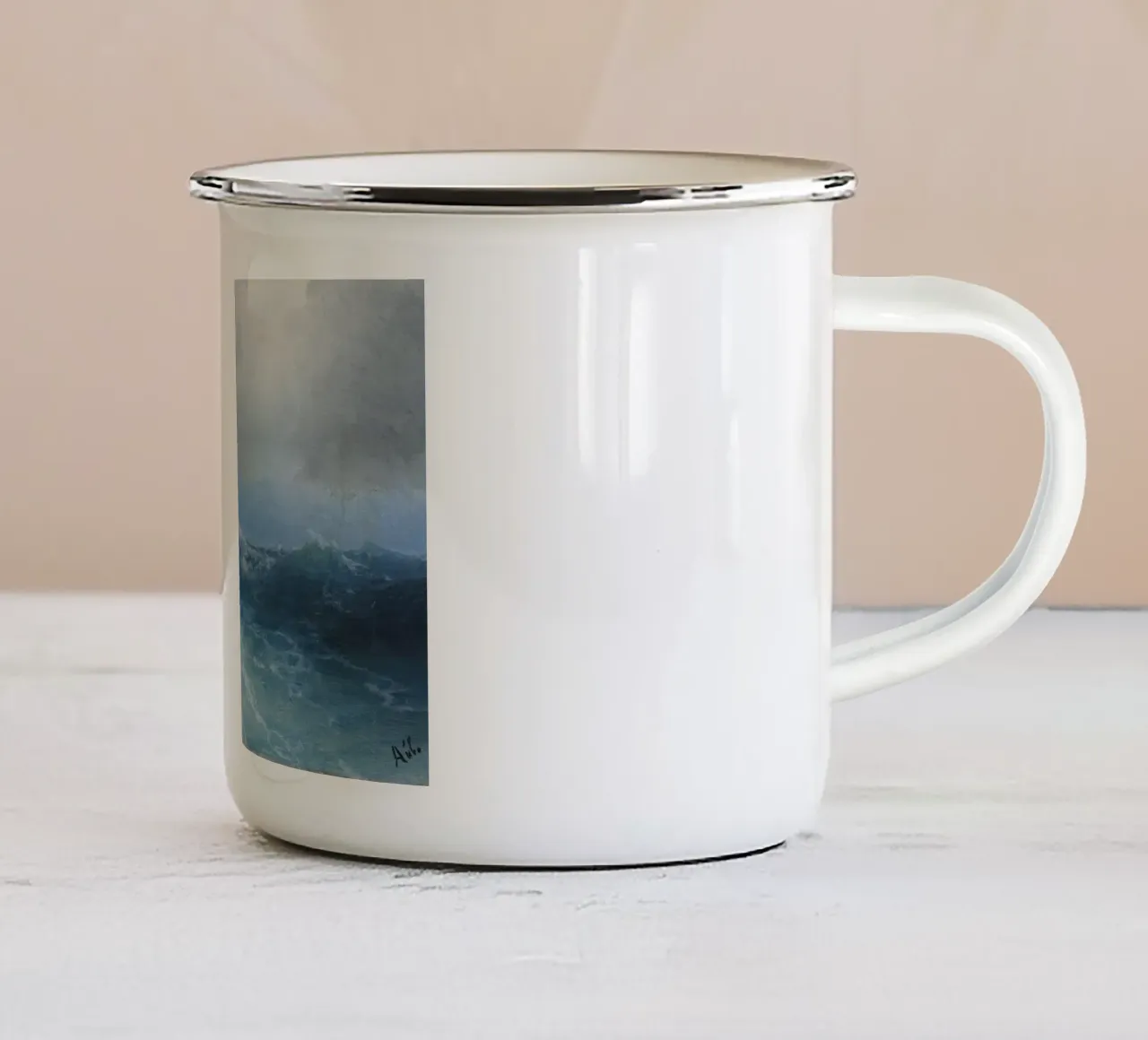 Ivan Konstantinovich Aivazovsky - Tempesta in arrivo tazza in smalto da William Store