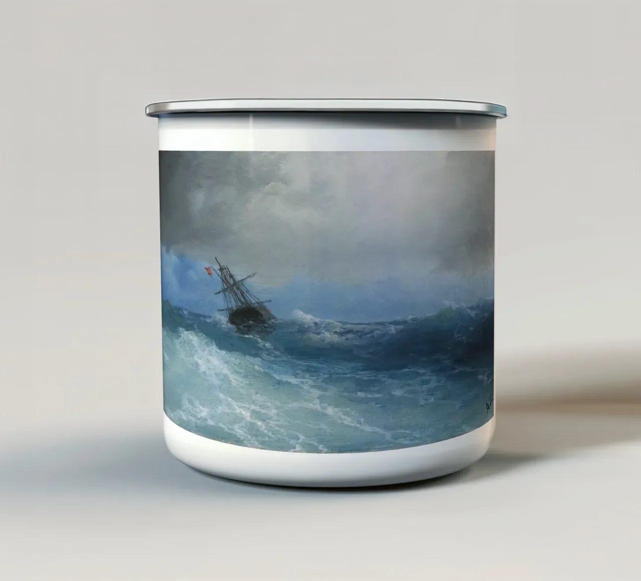 Ivan Konstantinovich Aivazovsky - Tempesta in arrivo tazza in smalto da William Store
