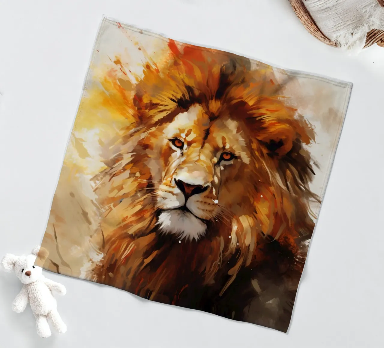 Lion Abstract 2 coperta in pile da Mateo