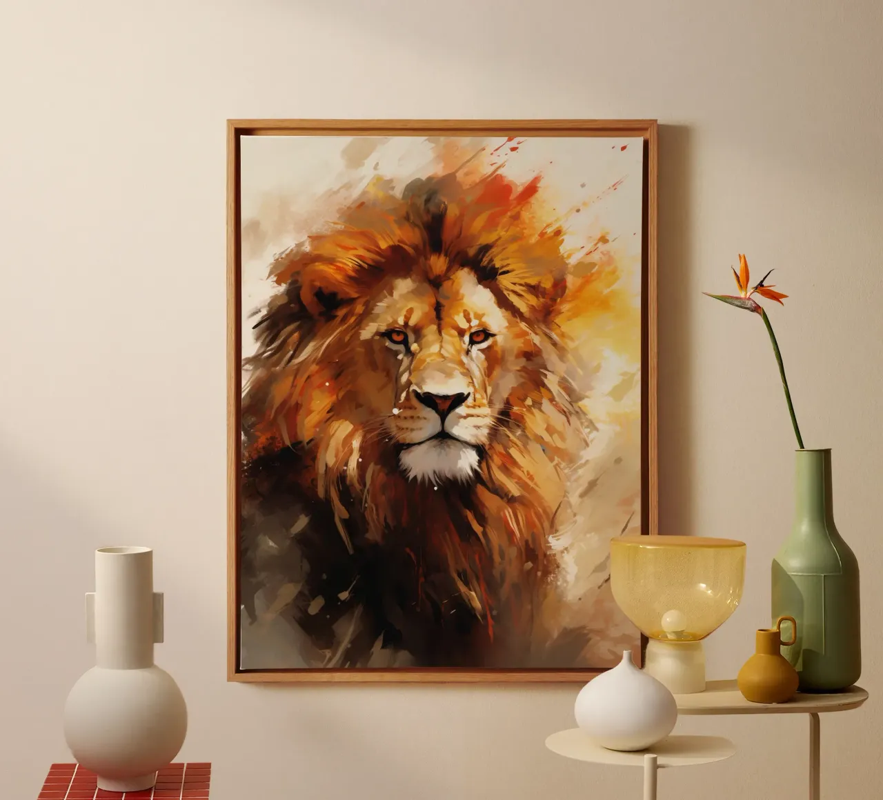 Lion Abstract 2 canvas met Baklijst van Mateo