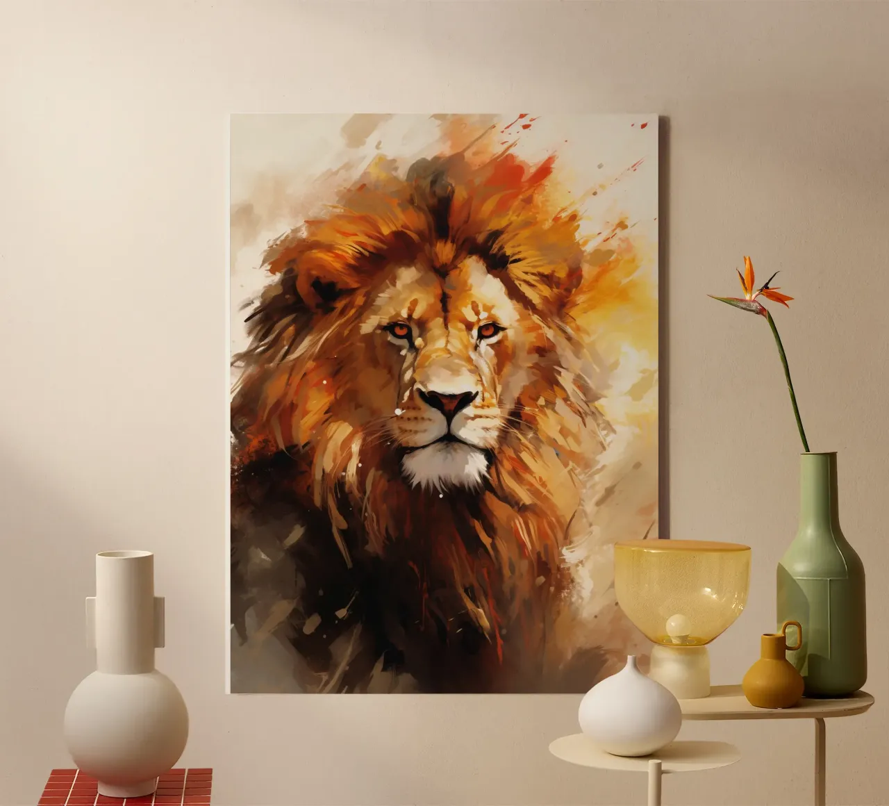 Lion Abstract 2 canvas met Baklijst van Mateo