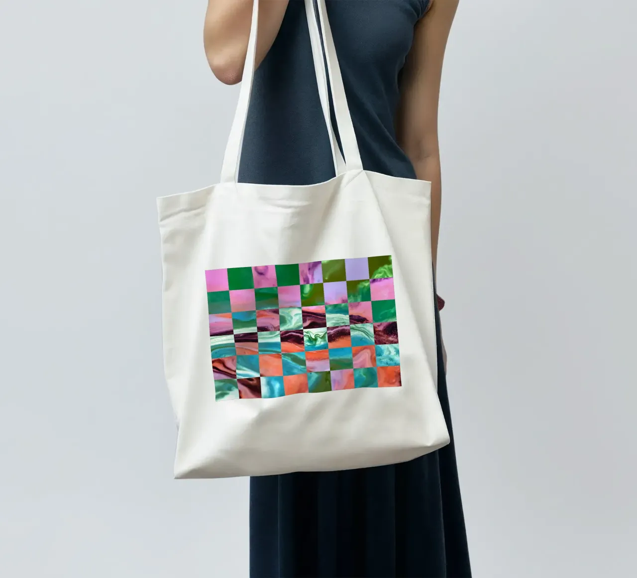 Mood Waves Fluid Checkerboard Jutebeutel von 83oranges
