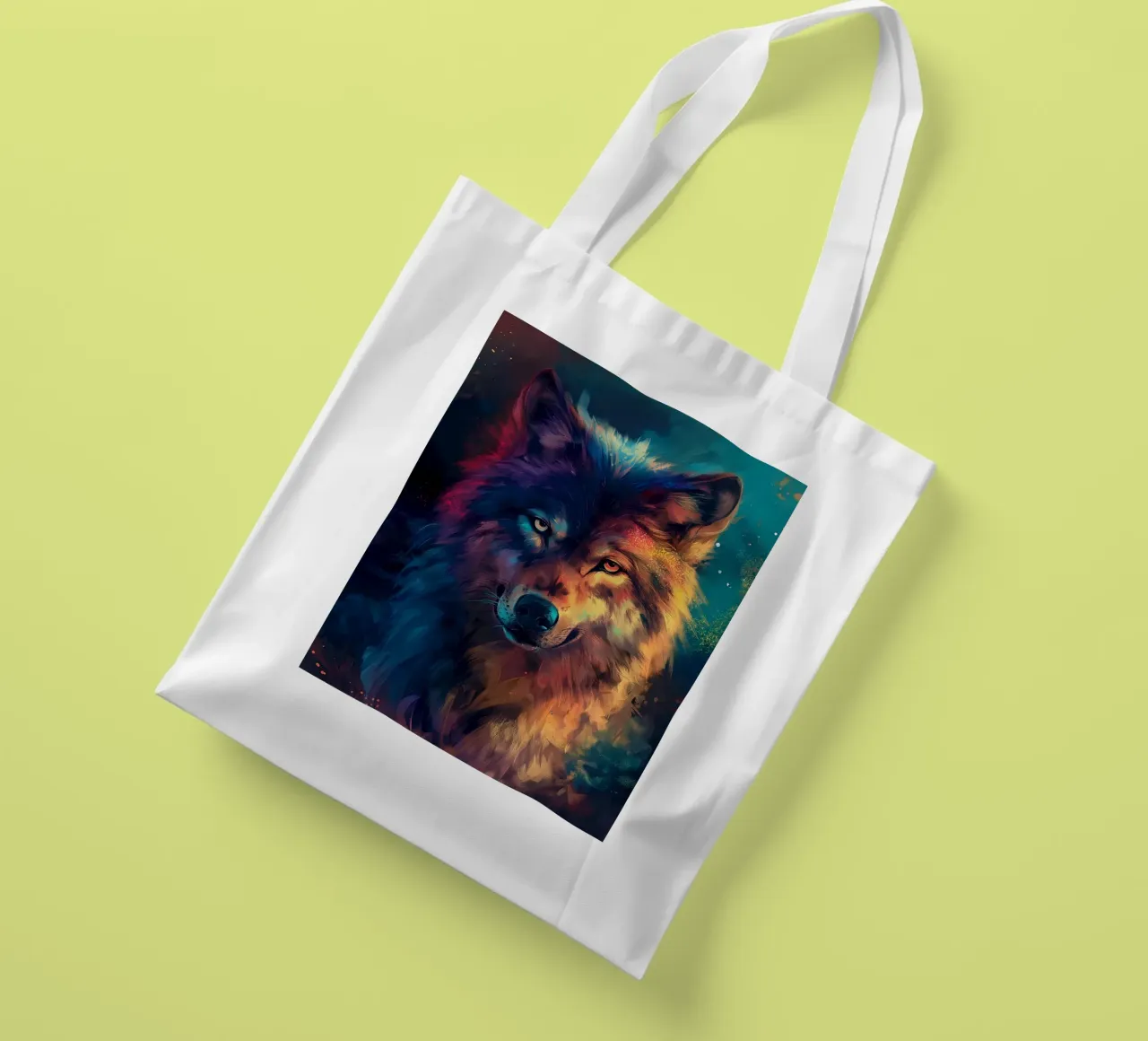 Wolf Colorful tote bag by Mateo