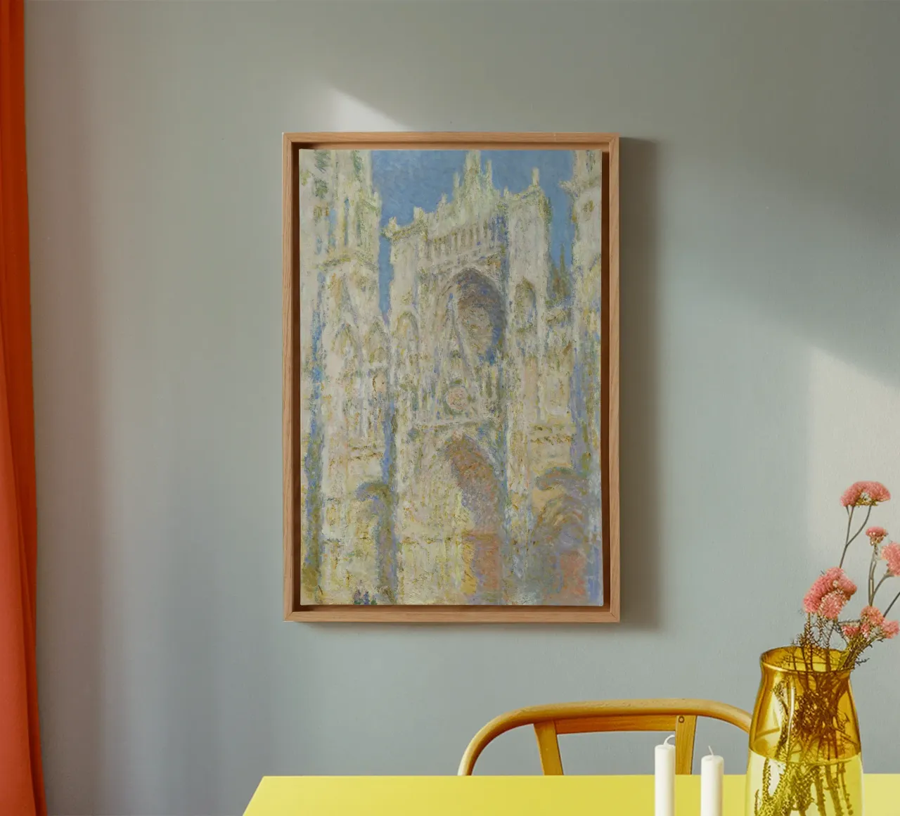 Claude Monet - Cattedrale di Rouen, facciata ovest, luce del sole tela con Cornice a cassetta da Timeless Artworks