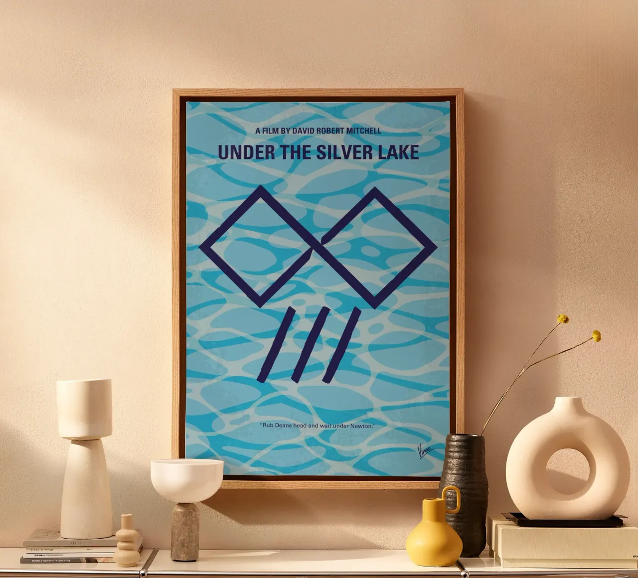 No1171 My Under the silver lake minimal movie poster canvas met Baklijst van Chungkong