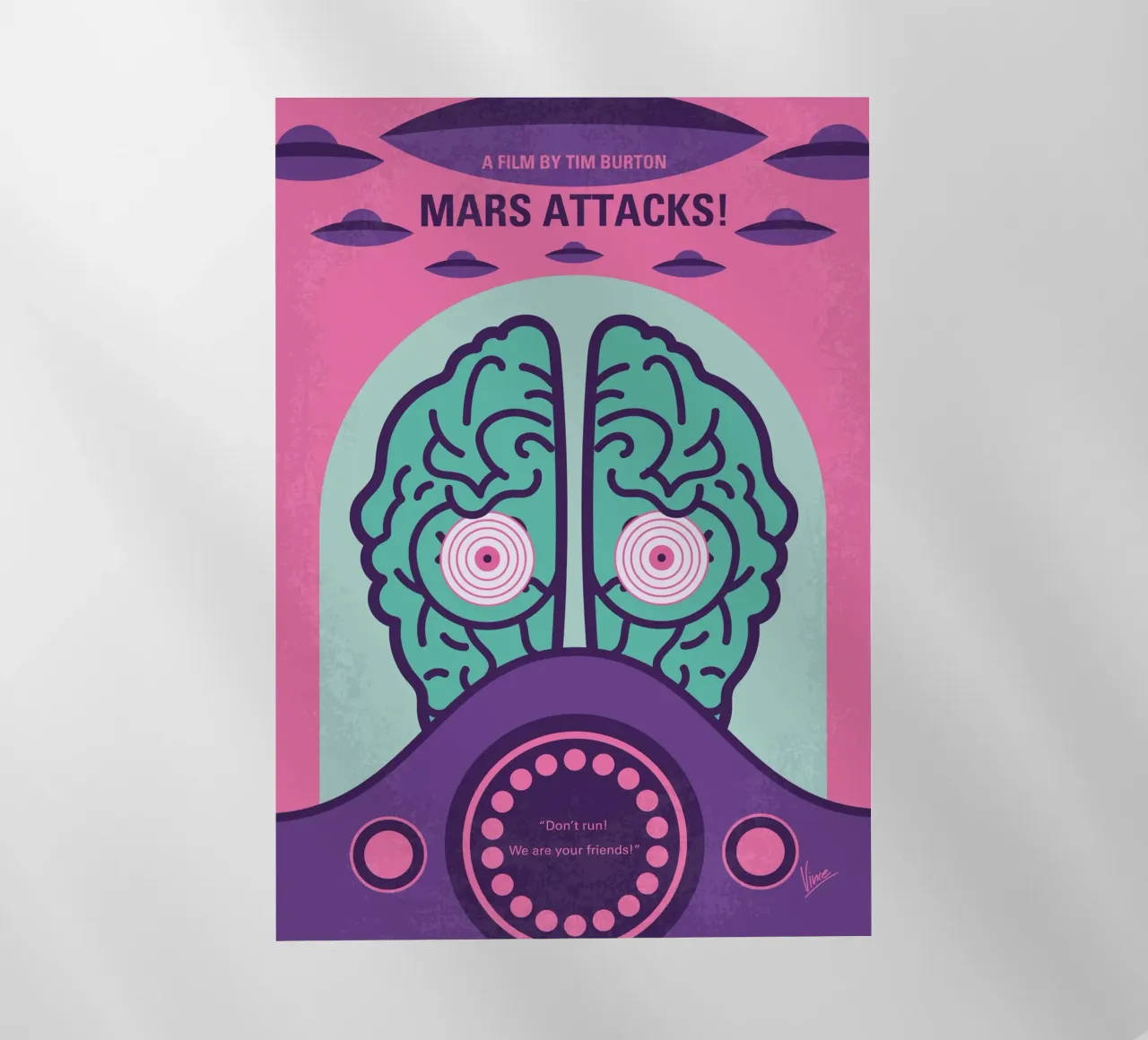 No1178 My Mars Attacks minimal movie poster pellicola backlit da Chungkong