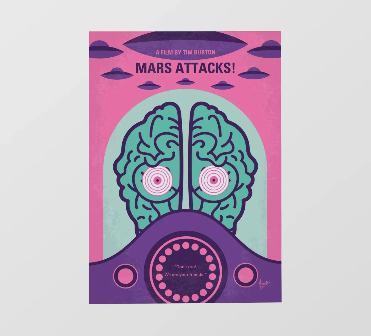 No1178 My Mars Attacks minimal movie poster pellicola backlit da Chungkong