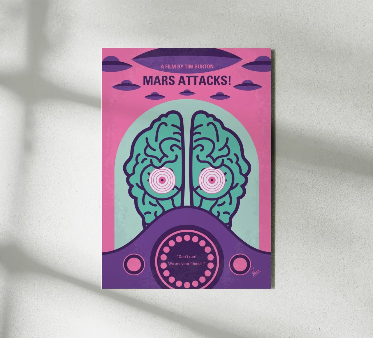 No1178 My Mars Attacks minimal movie poster alluminio dibond da Chungkong