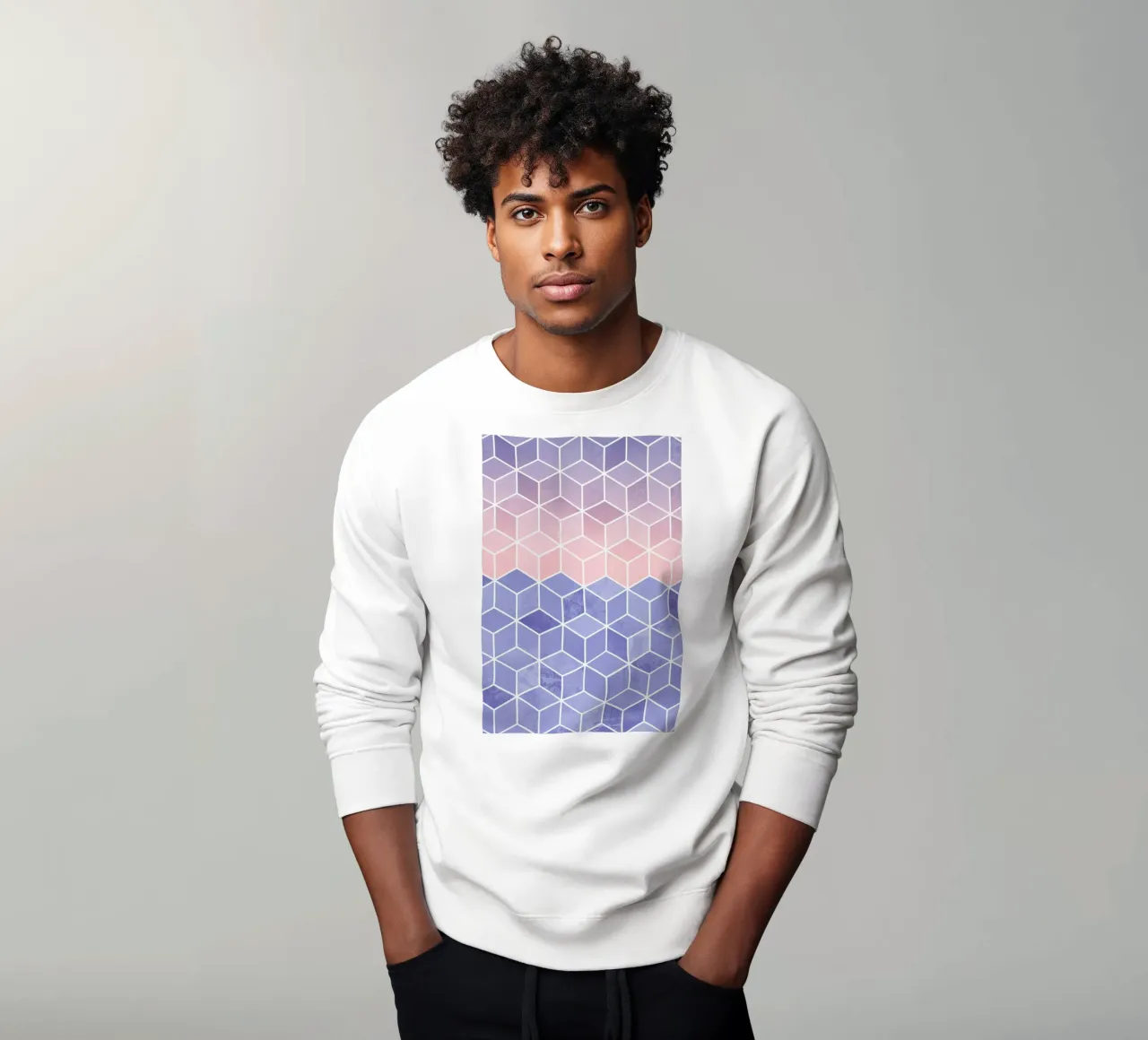 Rose Quartz and Serenity Cubes Sweatshirt von Elisabeth Fredriksson