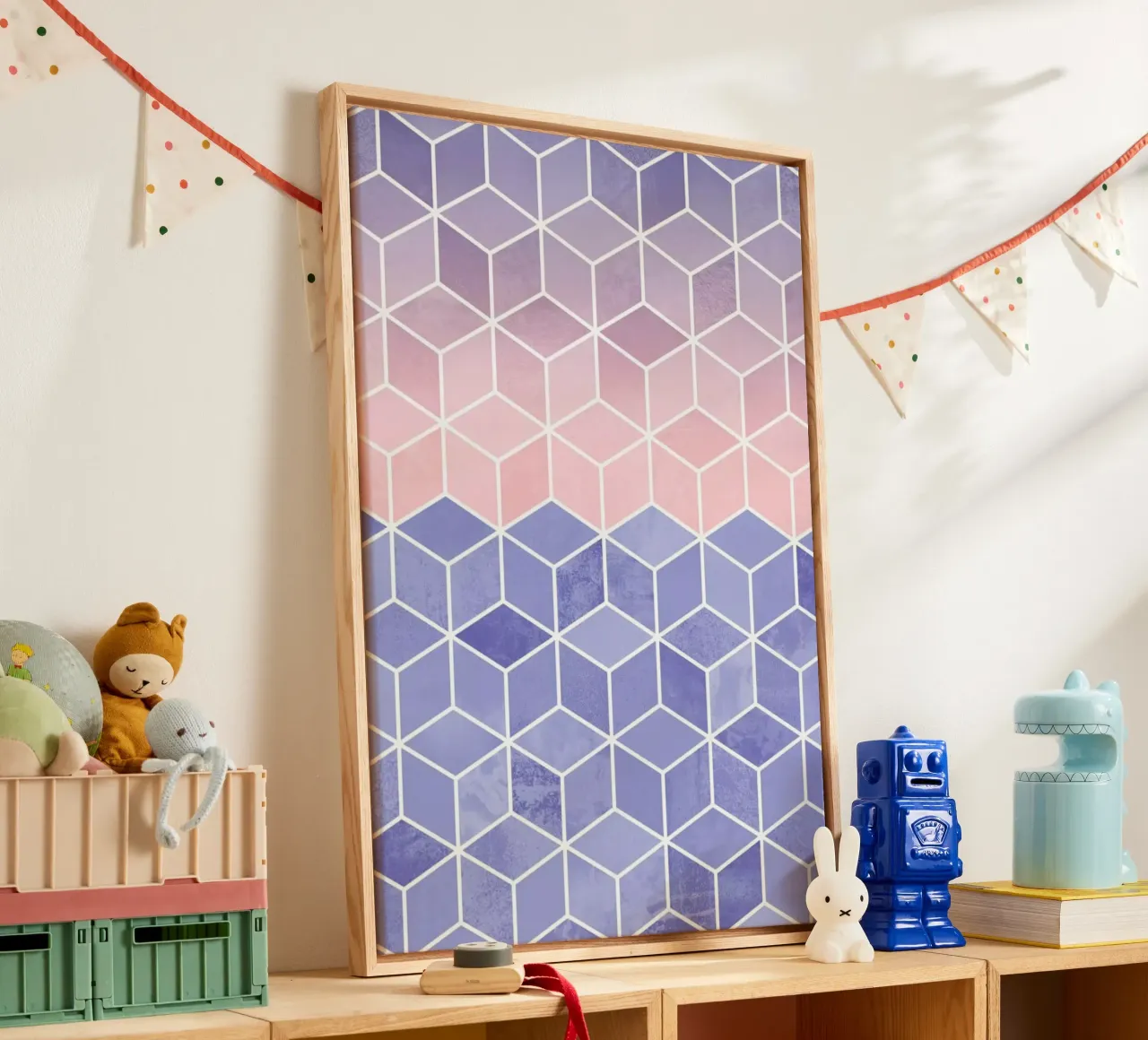 Rose Quartz and Serenity Cubes tela con Cornice a cassetta da Elisabeth Fredriksson