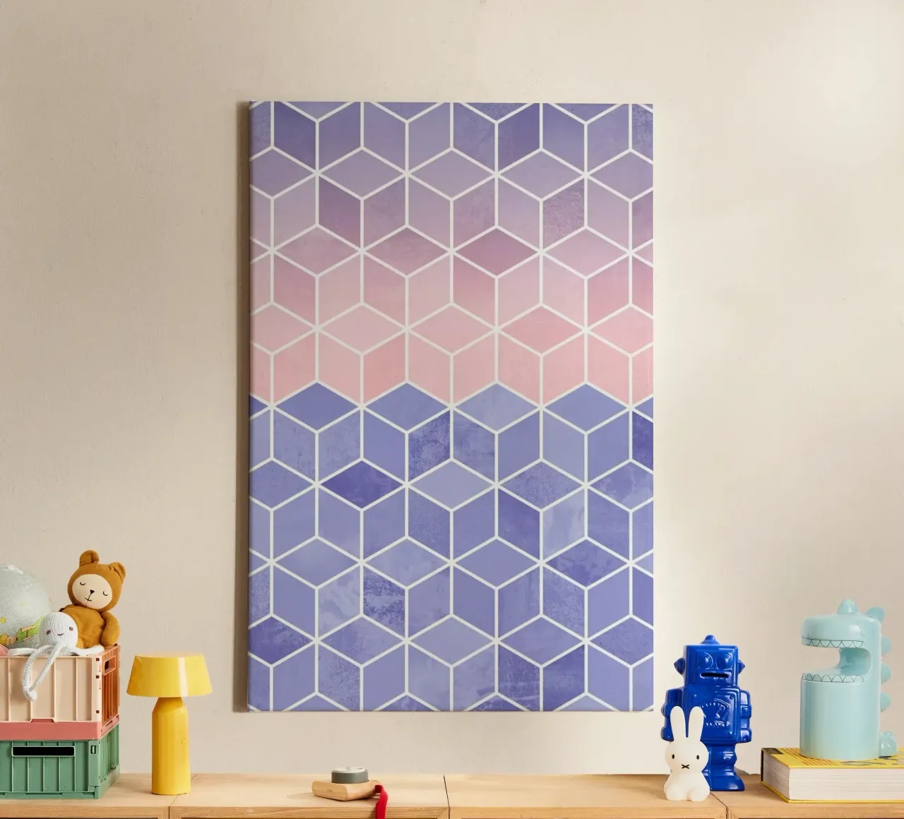 Rose Quartz and Serenity Cubes tela con Cornice a cassetta da Elisabeth Fredriksson