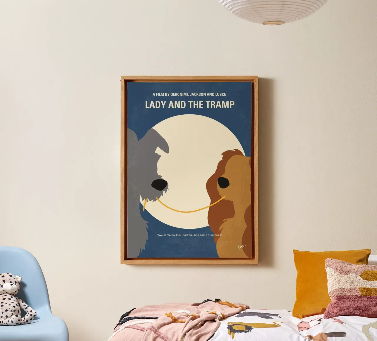No1194 My Lady and the Tramp minimal movie poster canvas with Floater frame by Chungkong