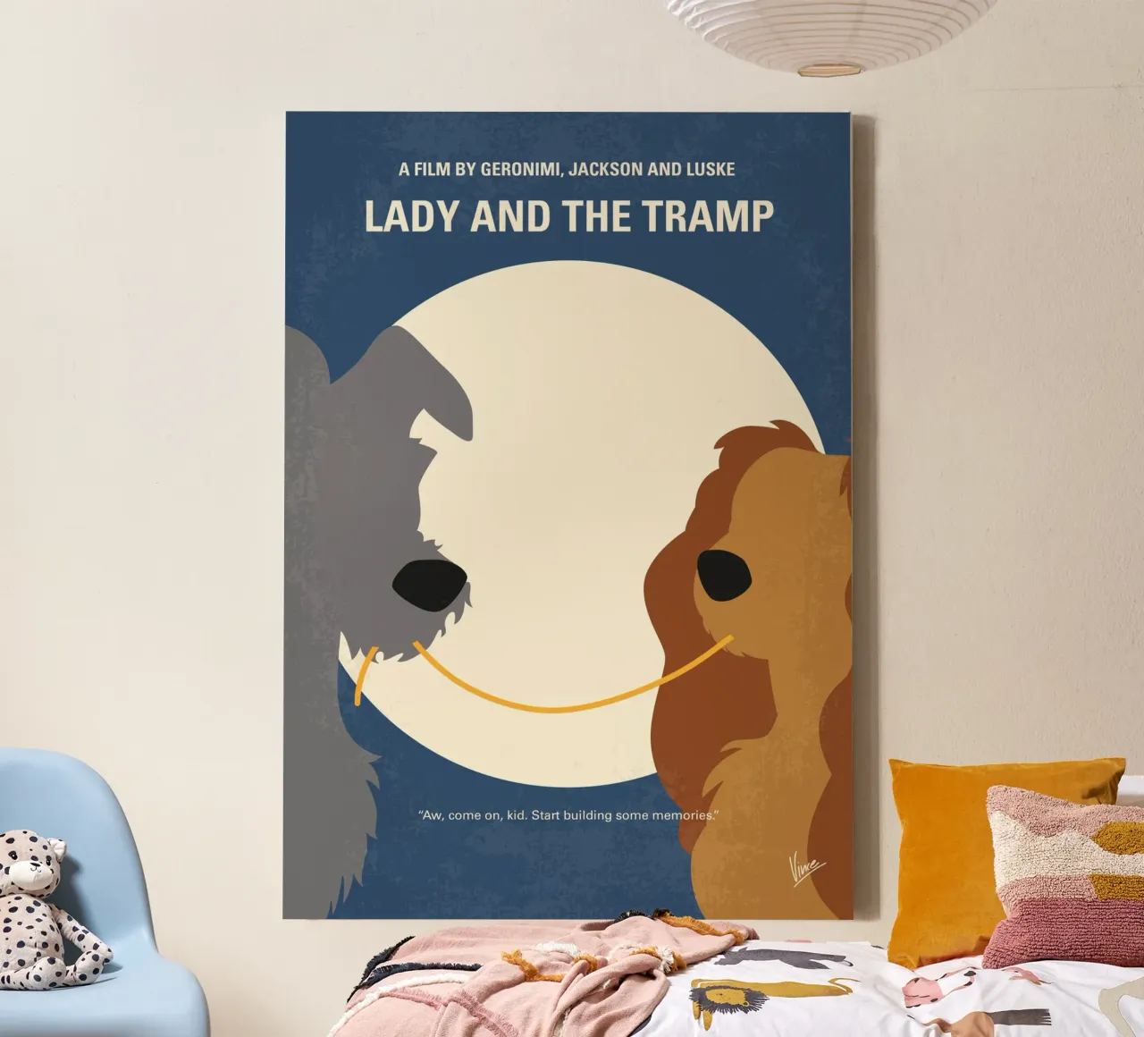 No1194 My Lady and the Tramp minimal movie poster canvas with Floater frame by Chungkong