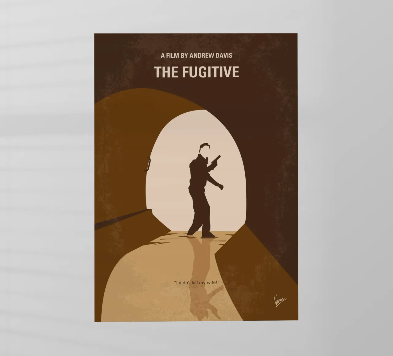 No1206 My THE FUGITIVE minimal movie poster pellicola backlit da Chungkong
