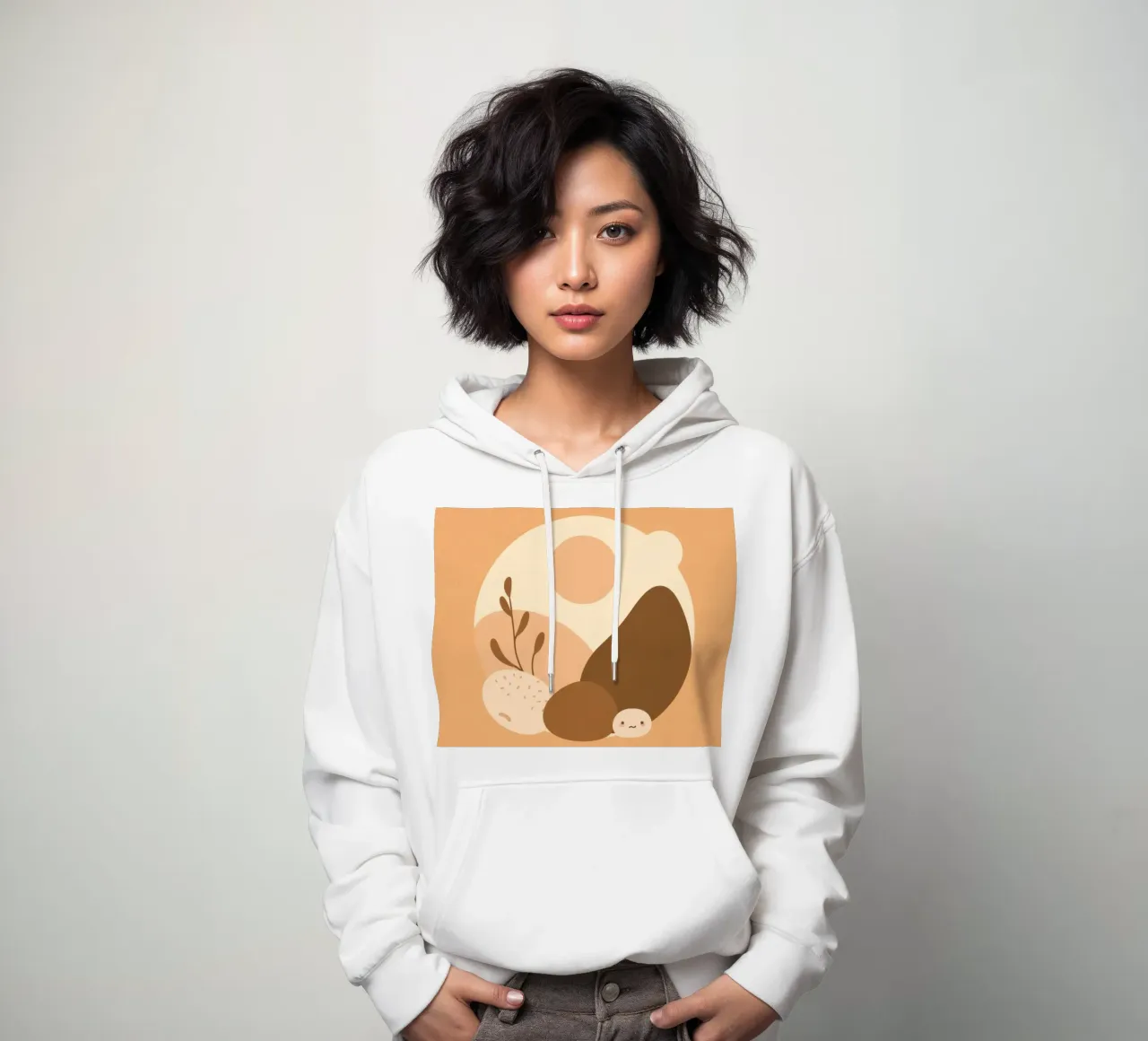 Design unico con elementi astratti e colori tenui felpa con cappuccio da DesignDoodle