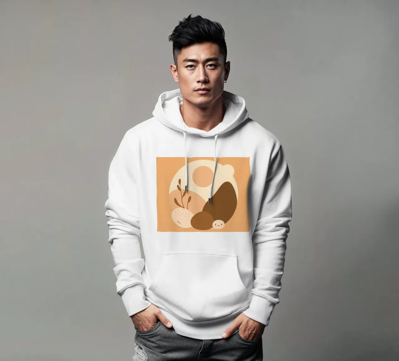 Design unico con elementi astratti e colori tenui felpa con cappuccio da DesignDoodle