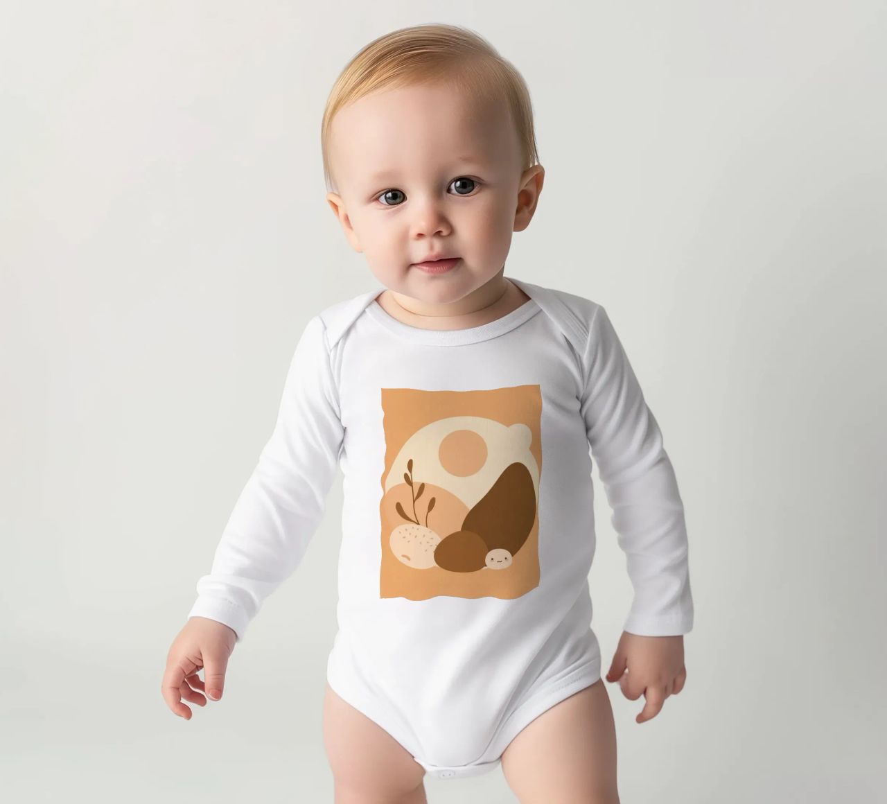 Design unico con elementi astratti e colori tenui body neonato maniche lunghe da DesignDoodle