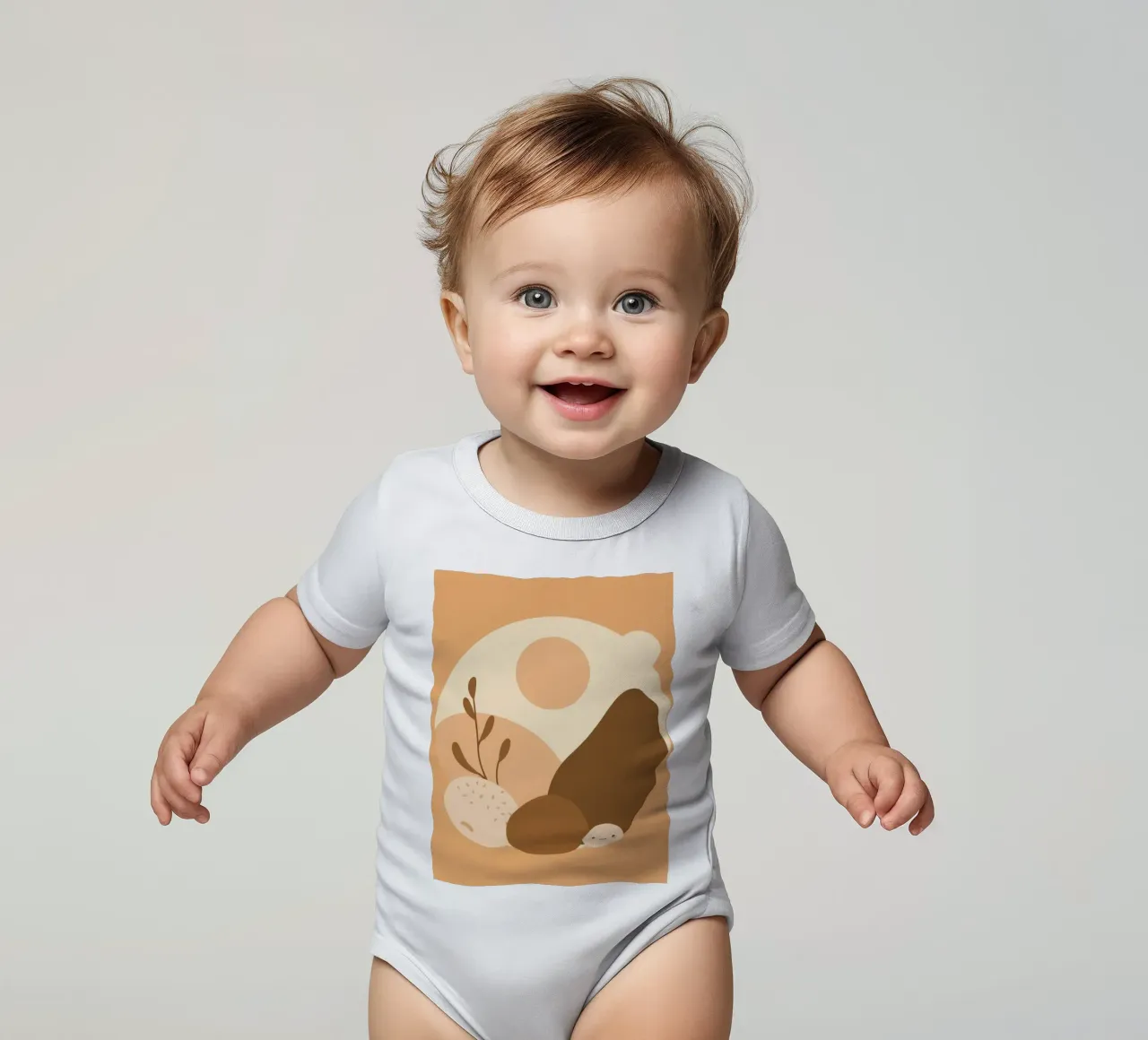 Design unico con elementi astratti e colori tenui body neonato maniche corte da DesignDoodle