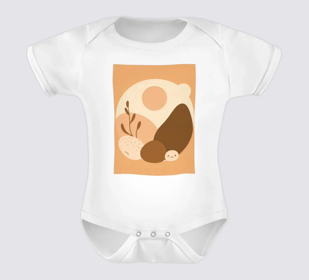 Uniek ontwerp met abstracte elementen en zachte kleuren babyrompertje korte mouwen van DesignDoodle
